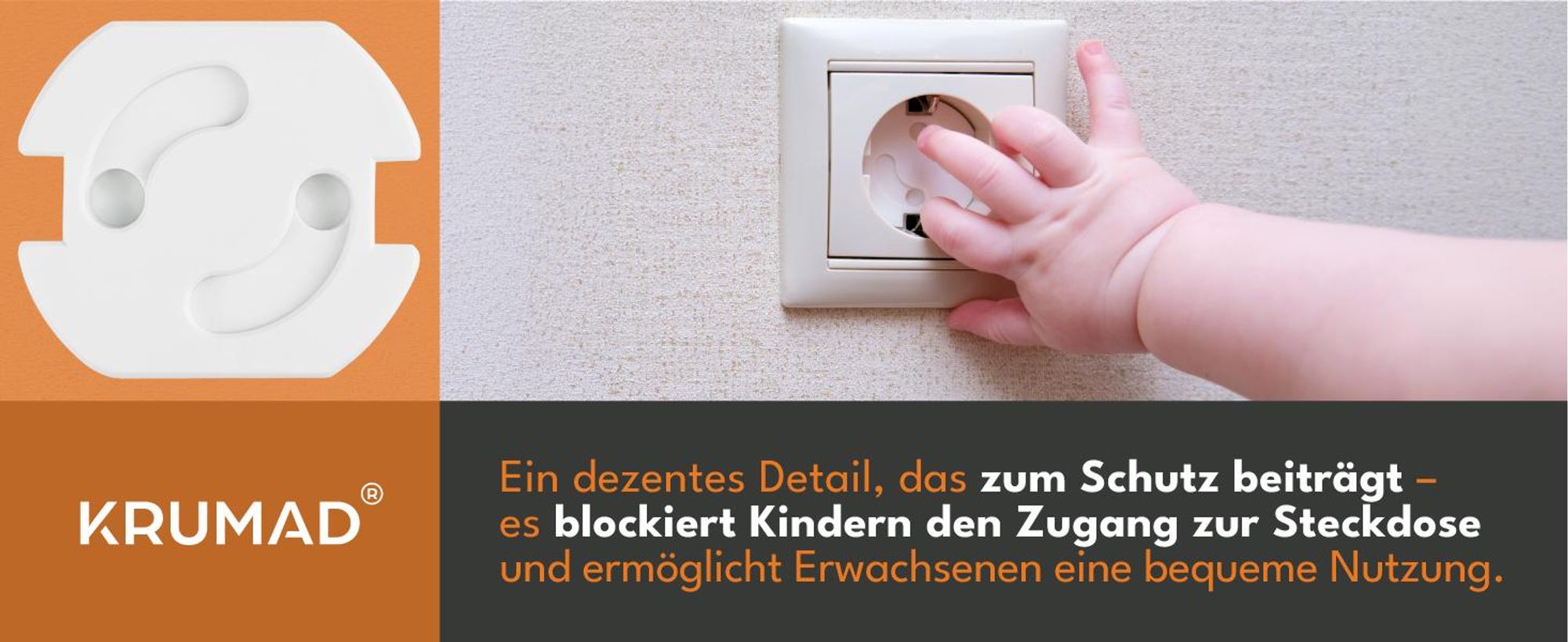KRUMAD Kindersicherung Steckdose 20 Stück, Steckdosenschutz mit Drehmechanik ohne Kleben, Kinderschutz Steckdosen Weiß