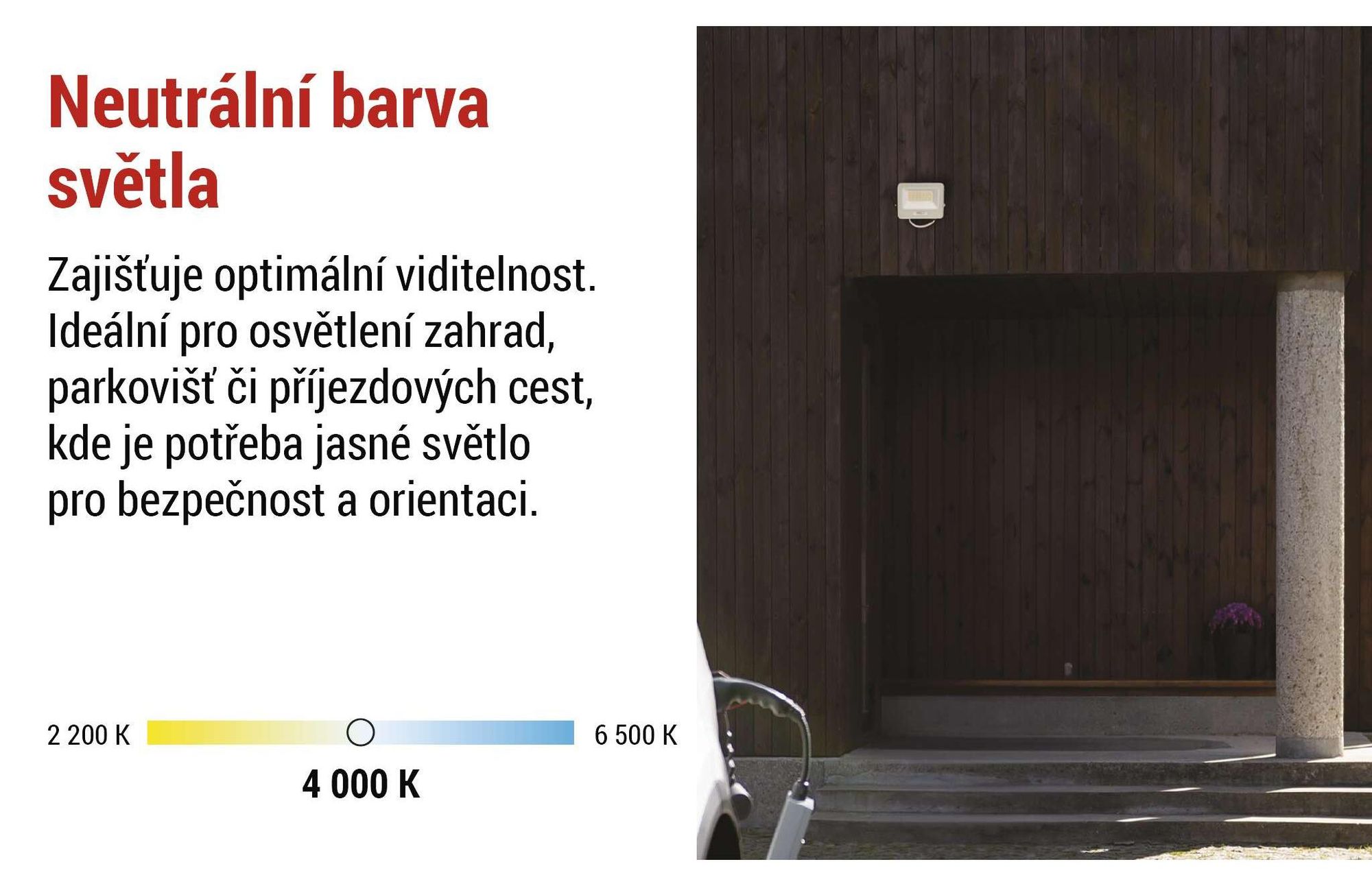 EMOS LED hliníkový reflektor GLARO 30W, IP65 vodotěsný pro venkovní prostory, 3000lm, neutrální bílá 4000K, 20cm gumový kabel, bílý, ZS2234W