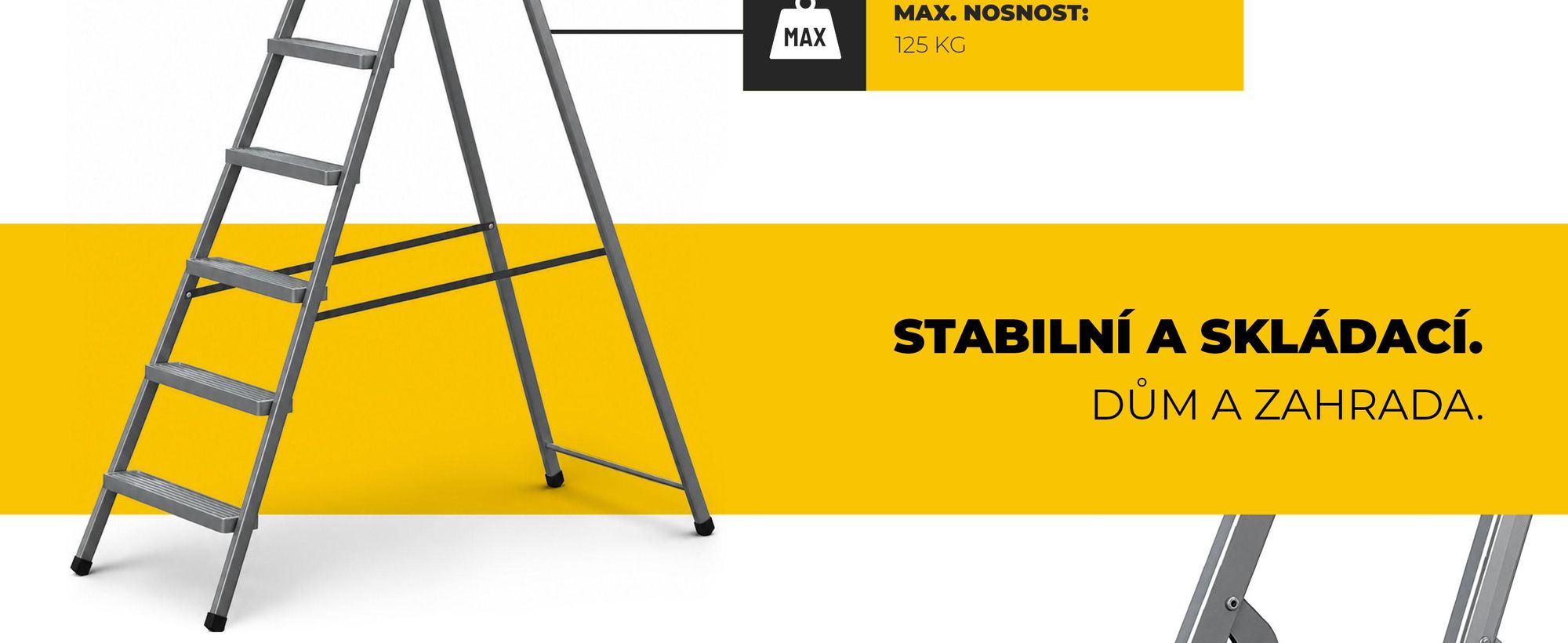 DRABEST | Žebřík - Ocelový žebřík - Domácí žebřík - 6stupňový žebřík - Skládací stupínek - Ocel - Univerzální - do 125 kg
