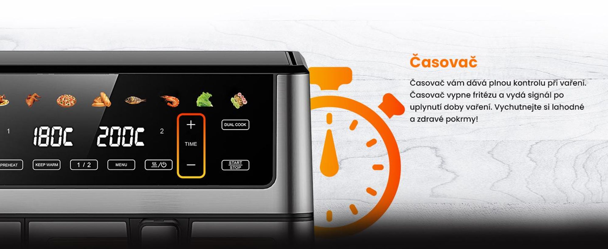 Extralink Air Fryer Dual Basket 10 l horkovzdušná fritéza 2500 W se 2 koši a dotykovým displejem