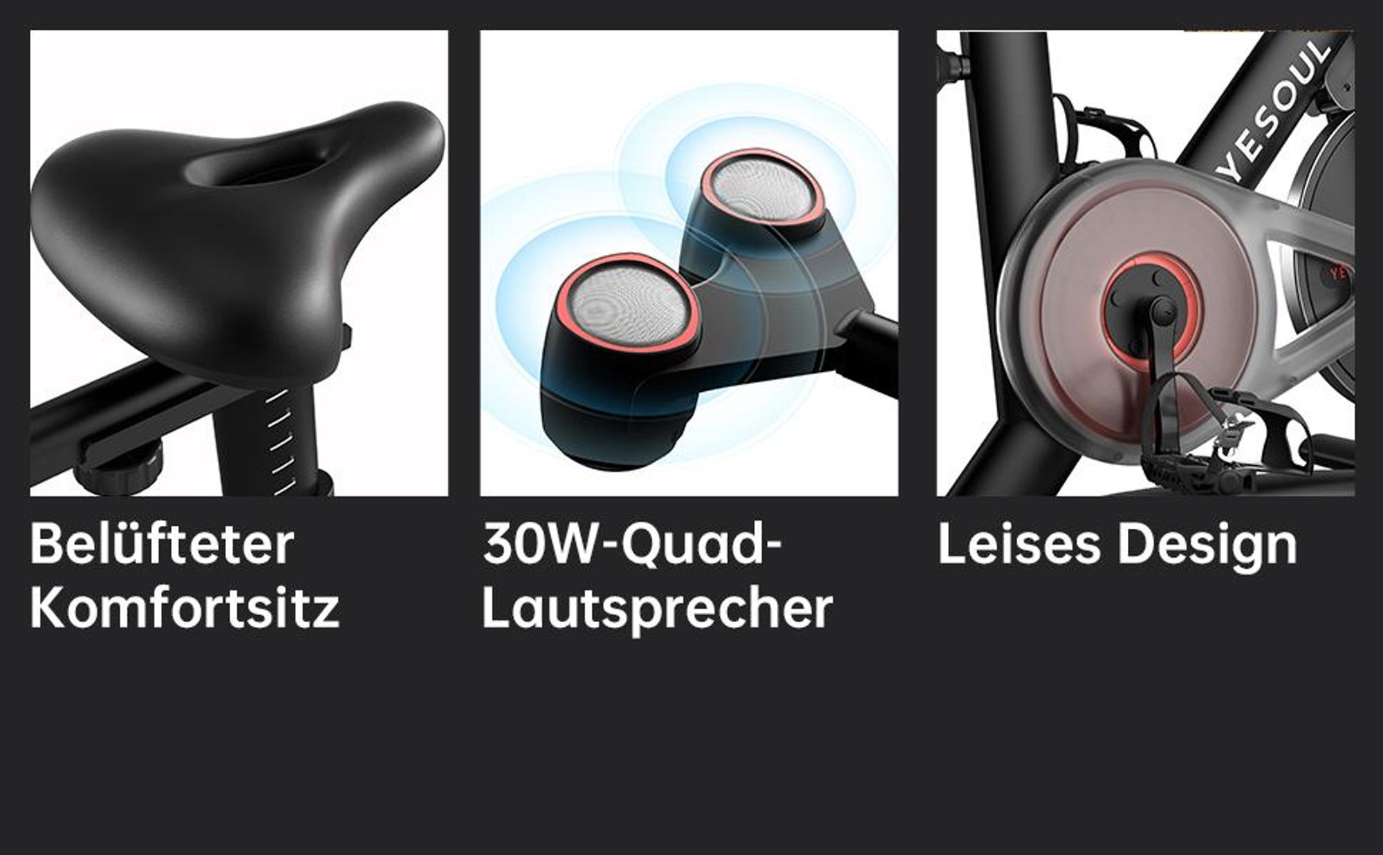 Yesoul G1M Max Fitnessbike, 21,5" FHD-Display, 30W x4 Lautsprecher, 360°.Sound, Magnetwiderstand, leise & mit unbegrenztem Streaming