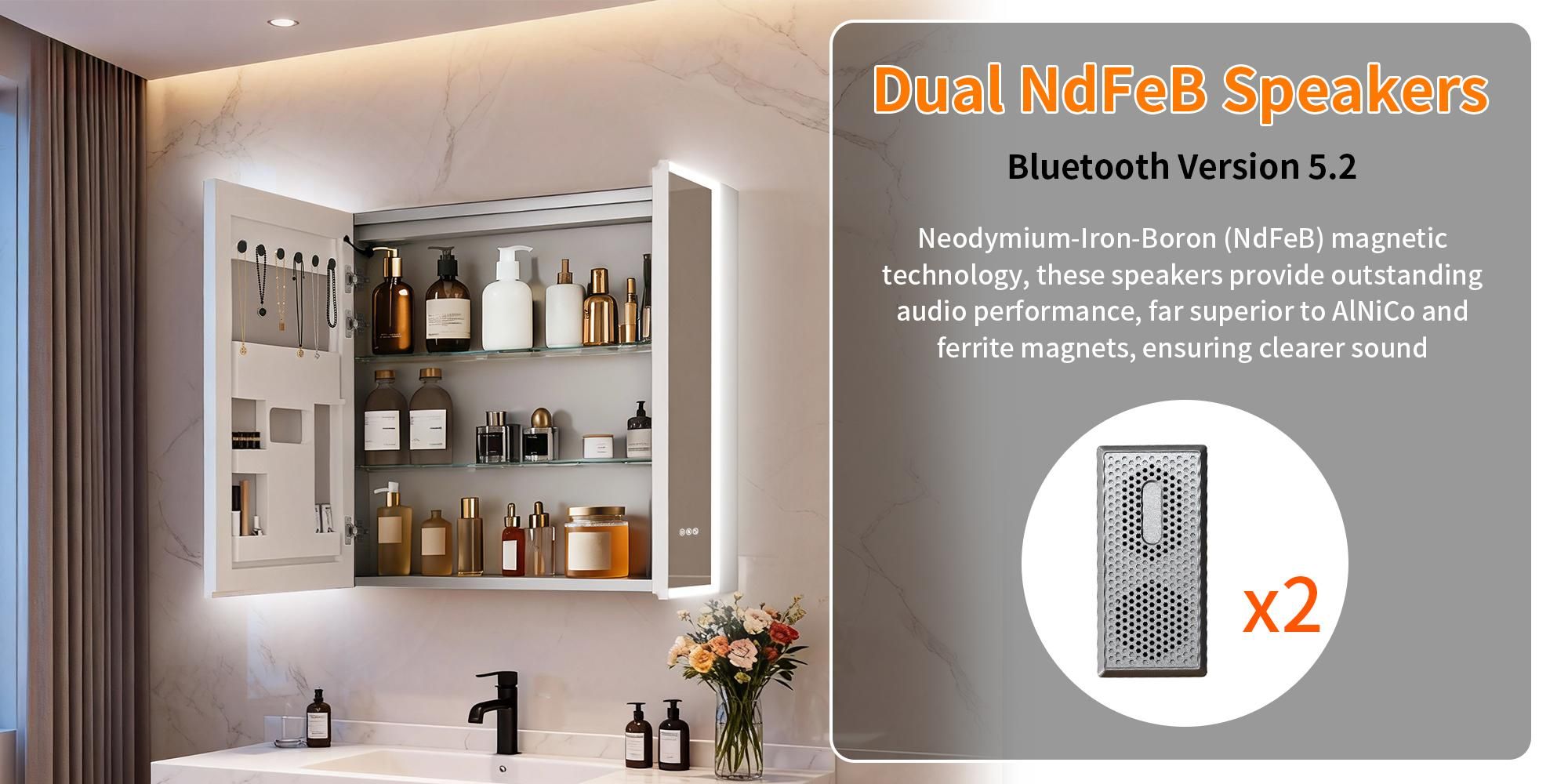 WISFOR Spiegelschrank Bad mit Beleuchtung Bluetooth 80x70 cm Wandspiegelschrank mit Bluetooth Beschlagfrei 2 Tür Badschrank