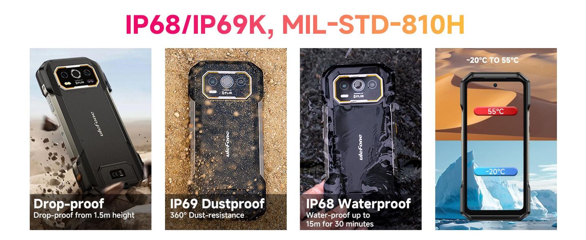 Ulefone Armor 27T Pro+ Outdoor Smartphone 5G Android 15 Handy 24GB+256GB/SD-2TB 10600mAh/33W, 6.78'' FHD+ 120Hz mit Wärmebildkamera, 64MP/GPS/NFC/OTG