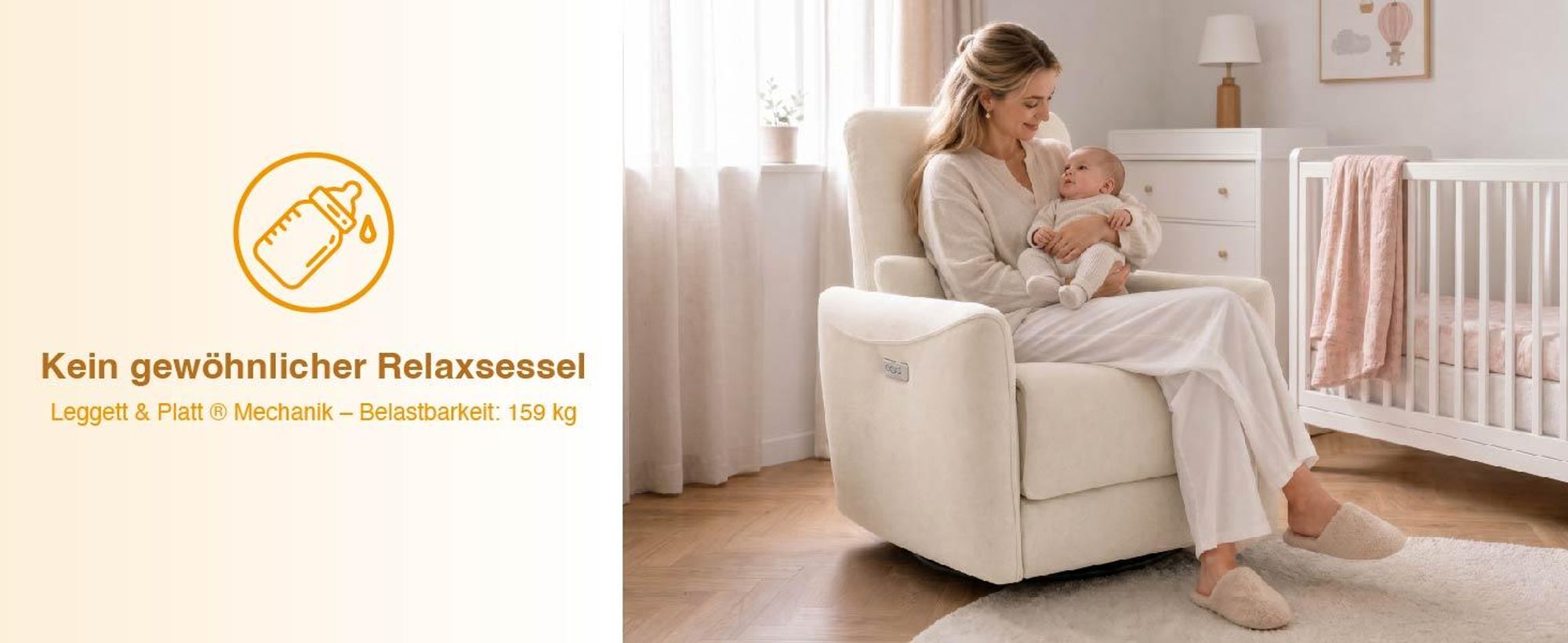 CHITA Elektrischer Relaxsessel, 270° drehbar, Fernsehsessel mit 90°-135° Liegefunktion, Schauckelfunktion, elektrisch verstellbar, OKEO-TEX, USB-Anschluss