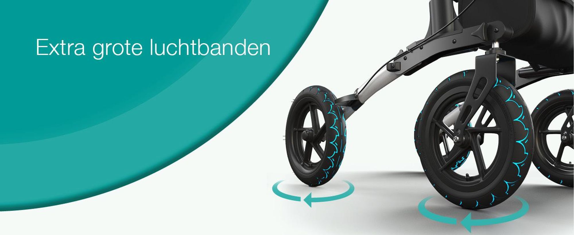 ELONEO inklapbare rollator met zitplaats, outdoor rollator met luchtbanden, inclusief zitvlak, rugsteun en verstelbare loopsteun van aluminium