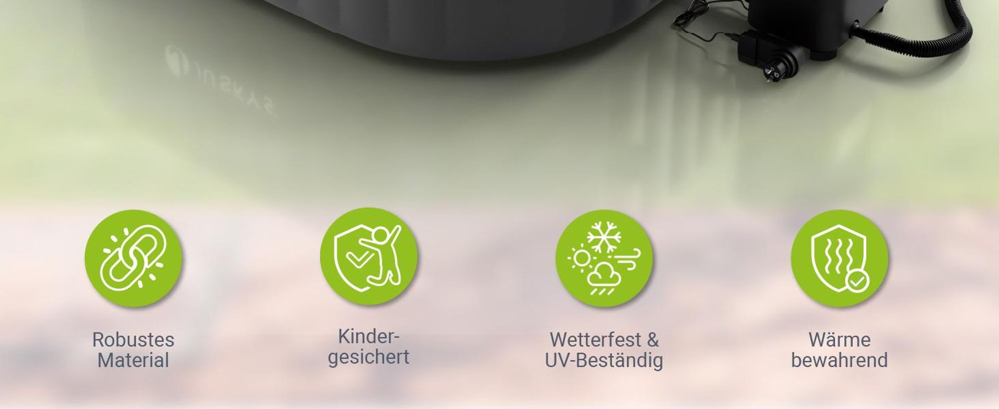 Juskys® Whirlpool SpaLuxe inkl. LED-Beleuchtung Grau/Blau - 3000W, 130 Düsen, aufblasbar