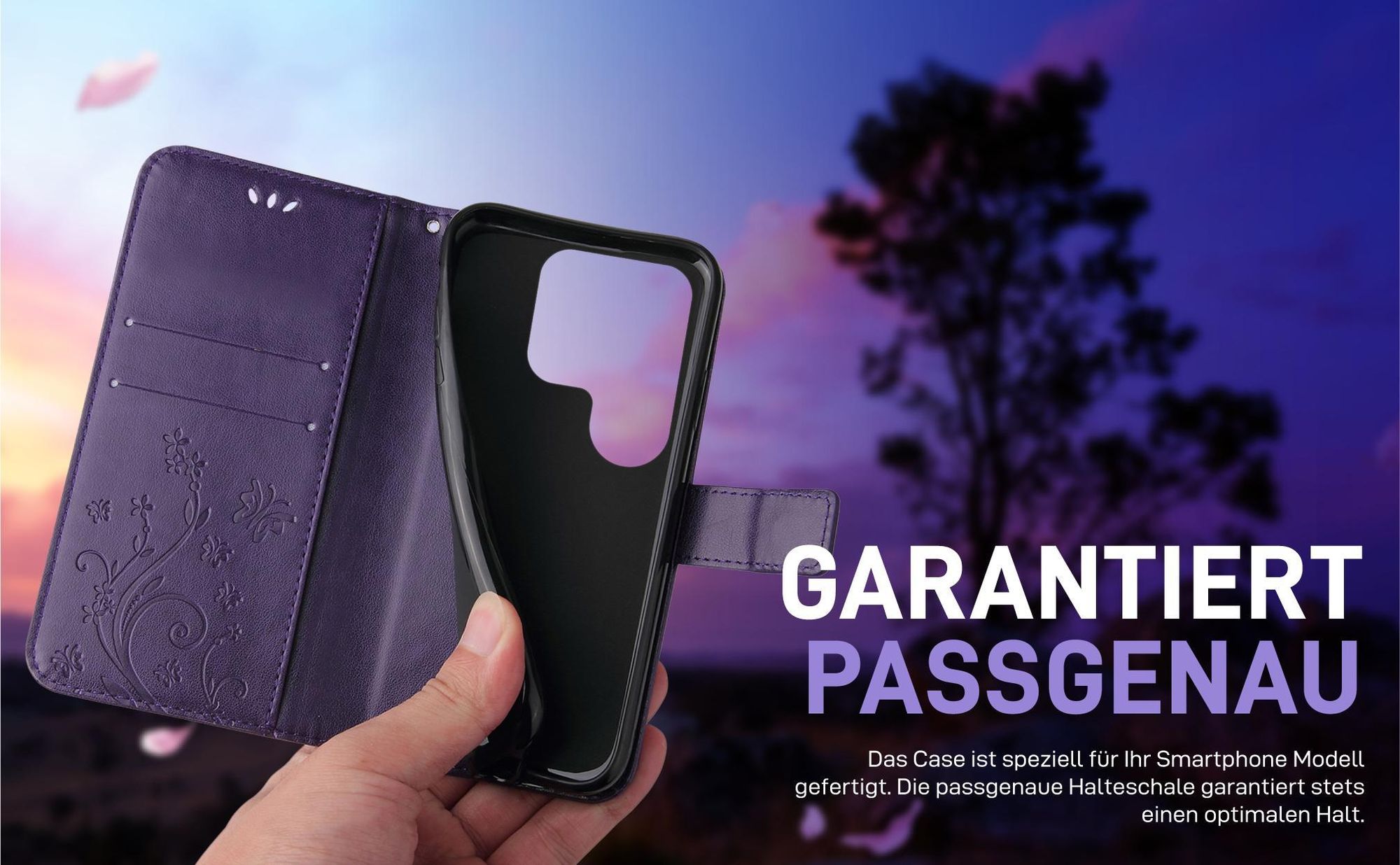 Violette Klapphülle für Samsung Galaxy S25 Ultra mit präziser Passform und sicherem Halt