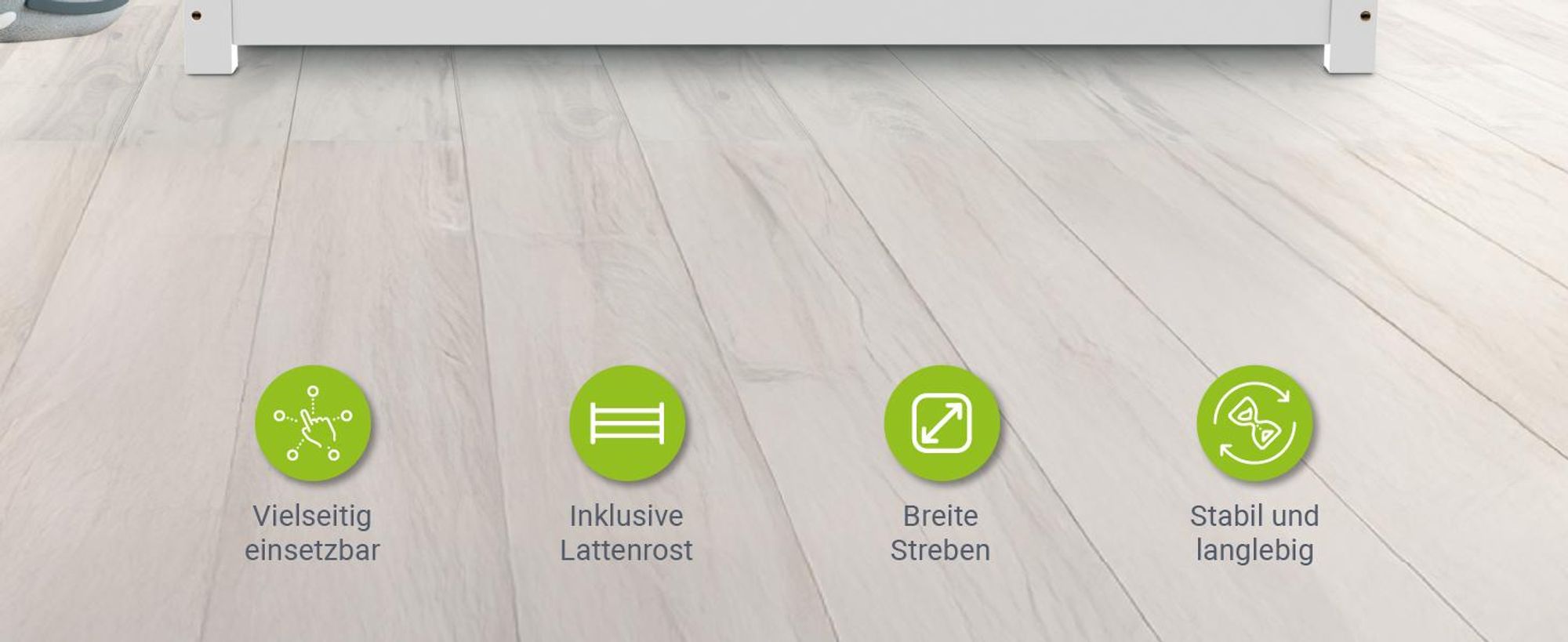 Juskys Kinderbett Naya 80x160 cm mit Rausfallschutz & Lattenrost - Holz Bodenbett Weiß