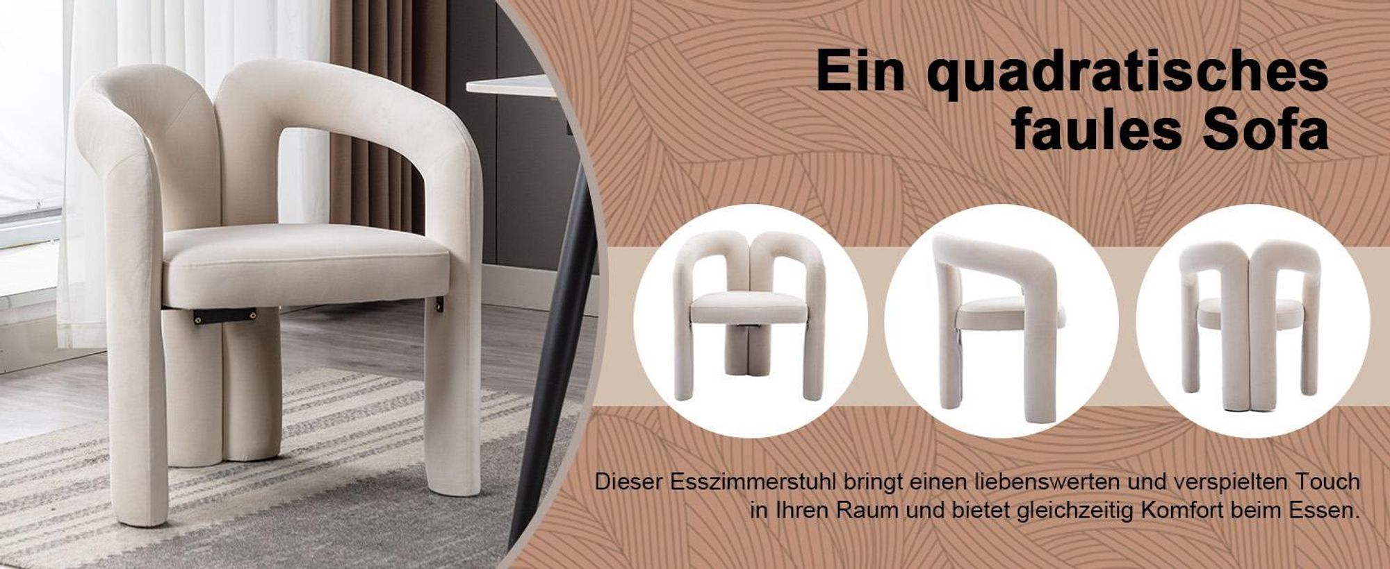 LVHOM Esszimmerstühl, 2er Set Polsterstuhl aus Samt, Küchenstuhl mit Rückenlehne, Wohnzimmerstuhl, Beige