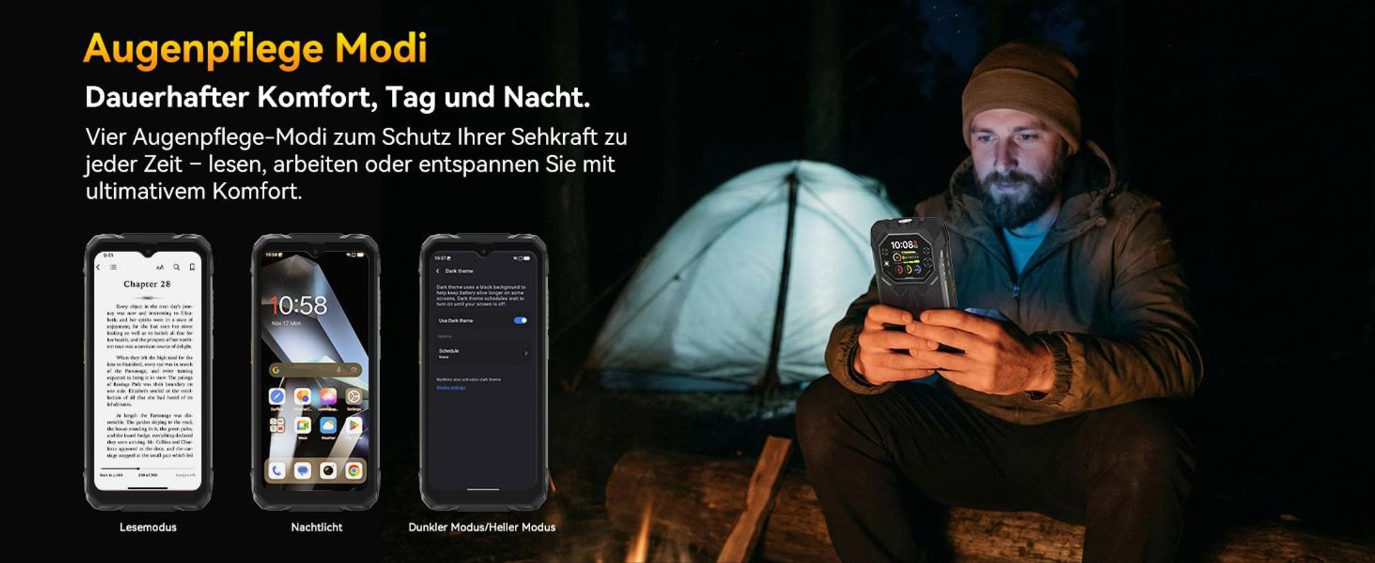 Blackview ROCK 1 Militärisches Outdoor-Smartphone mit Dual-Display Smartphone Android 16, Helio G81, 15000mHA, 33W Schnellladung, Face ID