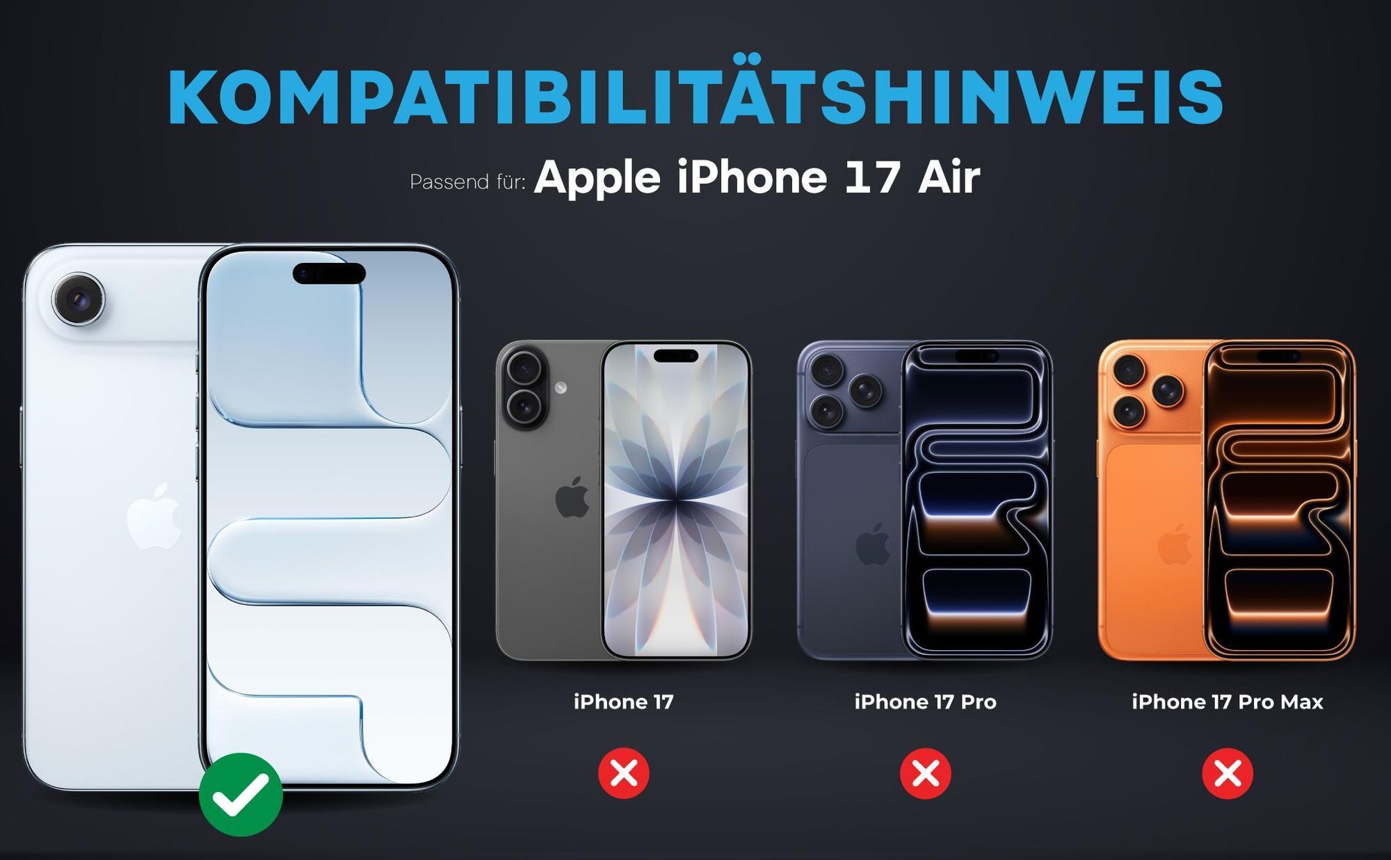 Kompatibilitätshinweise Kameraglas für Apple iPhone 17 Air