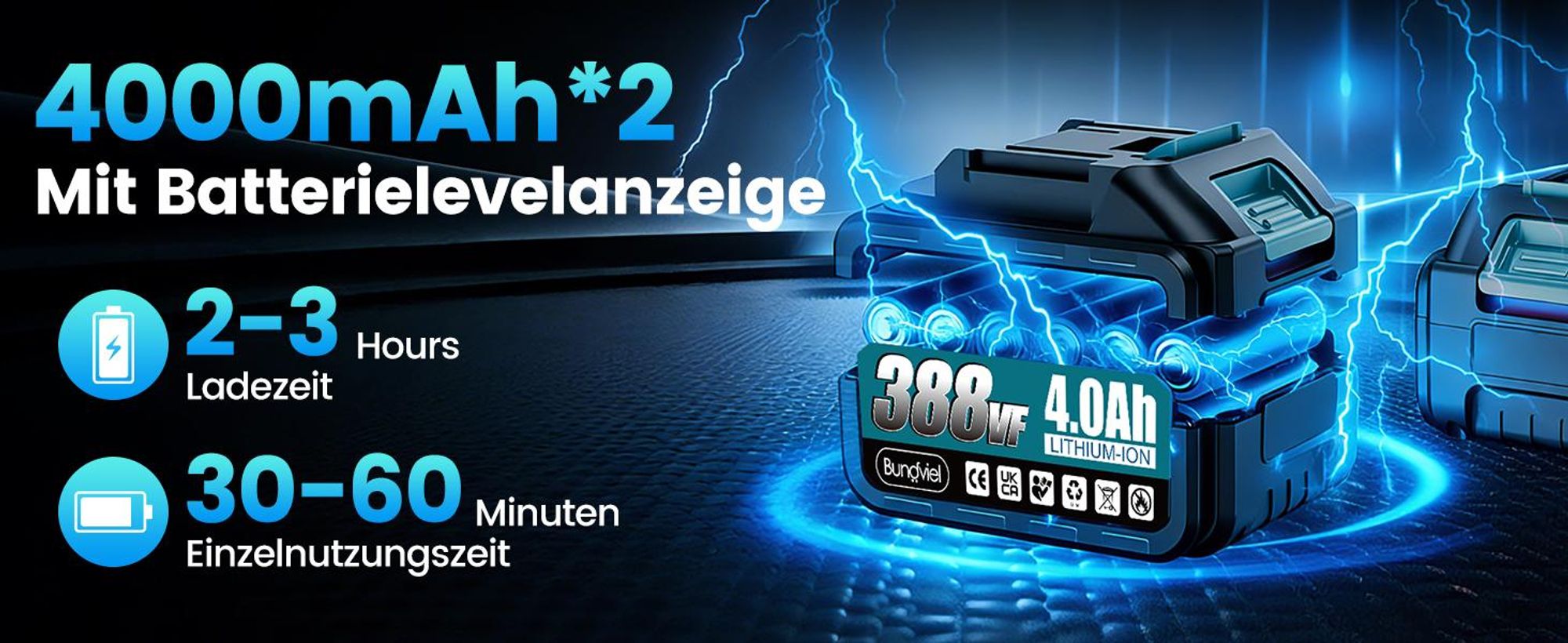 1200W Akku Rasentrimmer mit 2× 4000mAh Akku 21V, Bürstenloser Motor Rasentrimmer Freischneider mit Akkus & Ladegerät