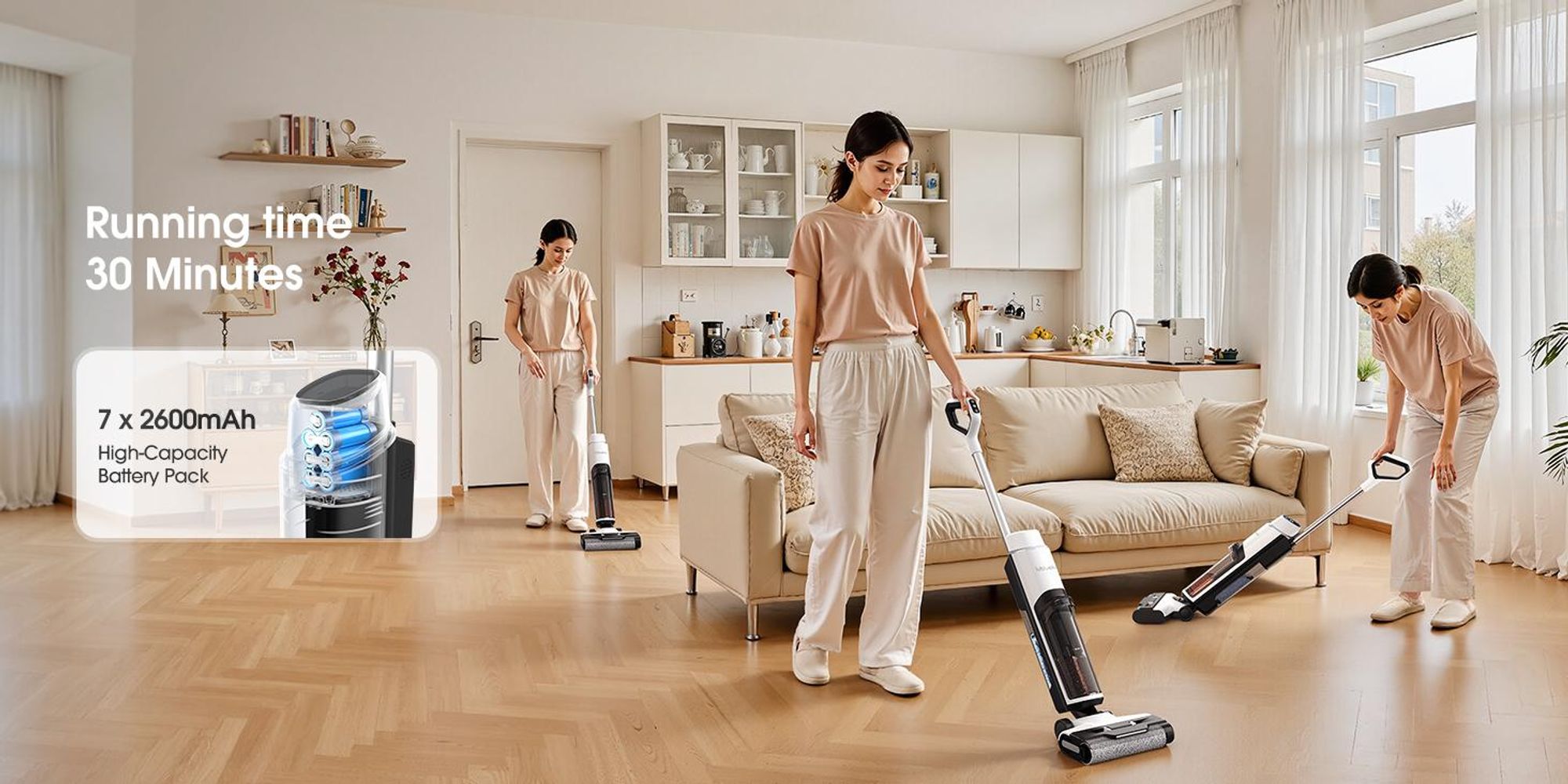 Lubluelu 3-in-1 Nass-und Trockensauger, 20kPa Saugkraft, Selbstreinigungsfunktion per Knopfdruck, HEPA-Filter, Intelligente Sprachansage, Für Tierhaar