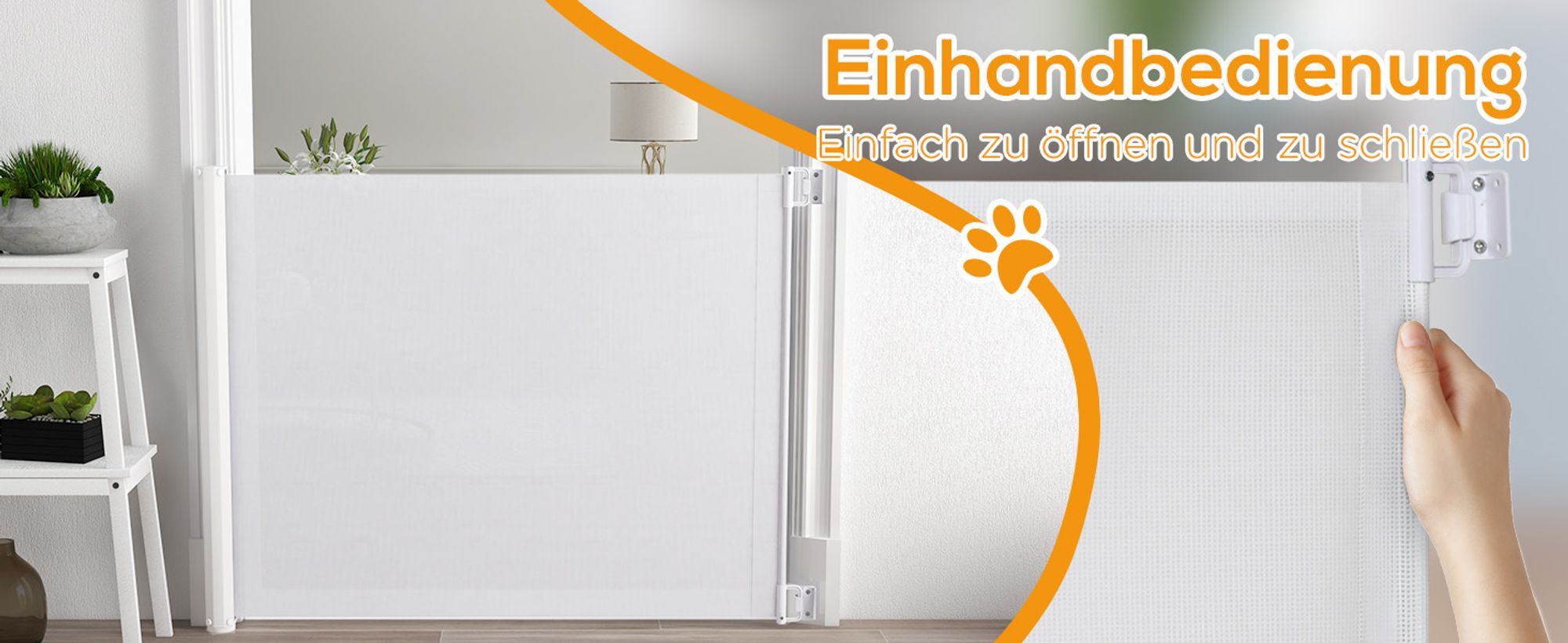 PawHut Hunde Türschutzgitter Treppenschutzgitter Treppenschutz Sicherheitstrennwand Trennwand Türschutz Treppenschutzgitter ausziehbar treppenschutzrollo Rollo Einrollbar PVC Weiß 115 x 82,5 cm