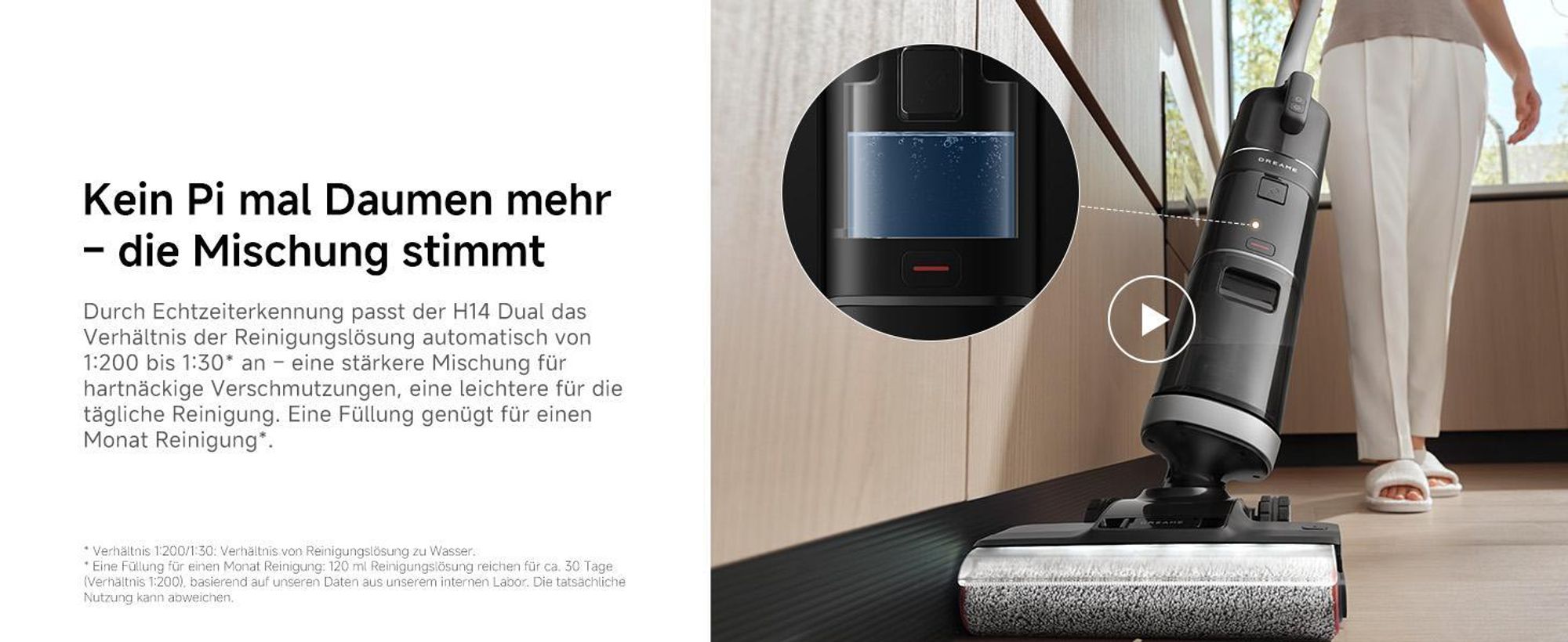 Dreame H14 Dual Nass- und Trockensauger, 5-in-1,180° Liegeposition, 18000 Pa Saugleistung,60 °C heißes Wasser,Reinigung mit zwei Kanten,App-Steuerung