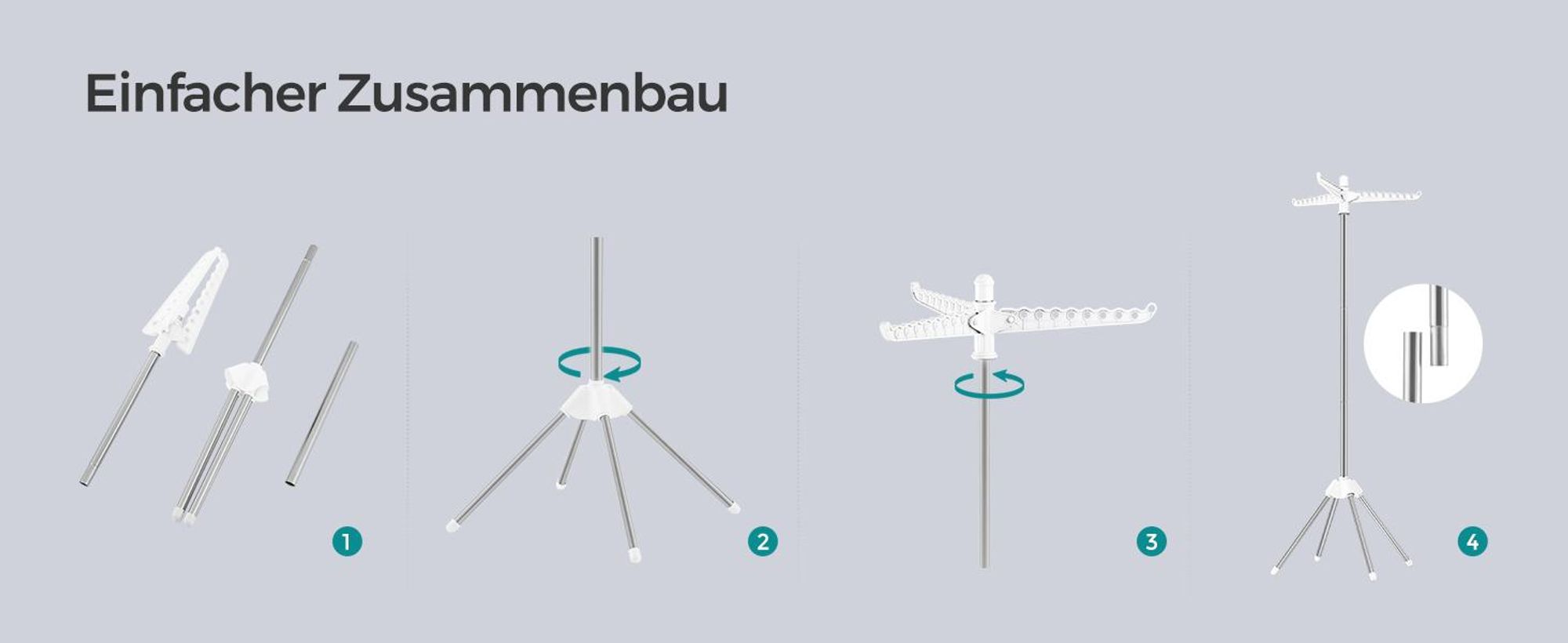 SONGMICS Wäscheständer, Standtrockner, für Innenbereich, Edelstahl, für Kleidung und Socken