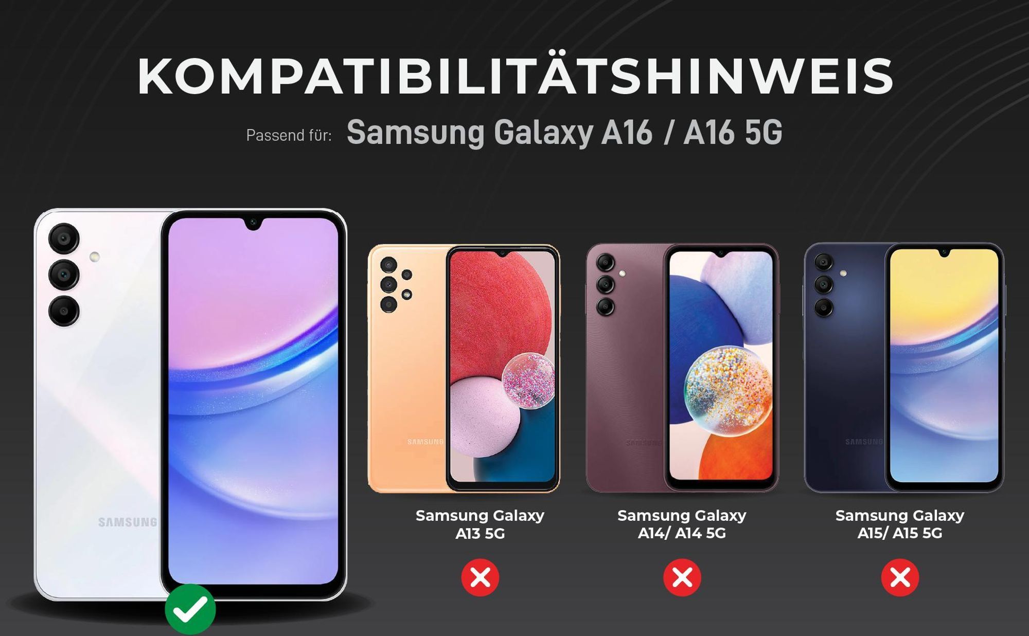 Kompatibilitätshinweise Kameraglas für Samsung Galaxy A16 5G