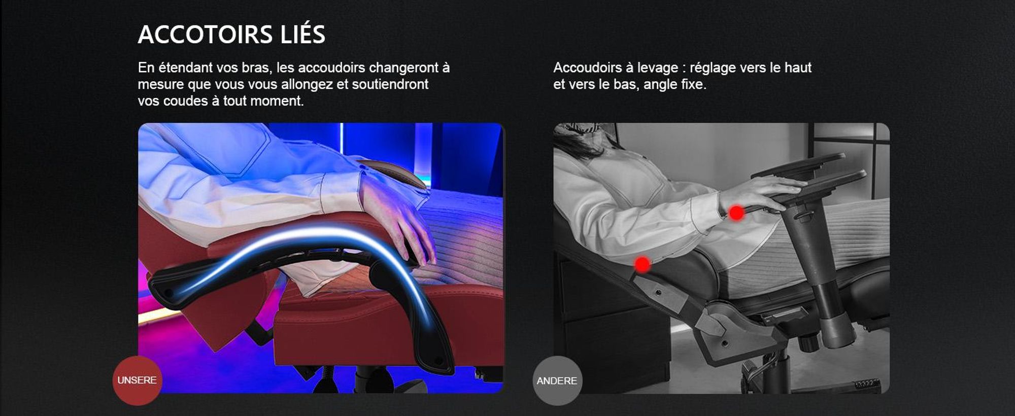 GTPLAYER Chaise de jeu ACE PRO, Chaise de bureau ergonomique Accoudoirs inclinables Avec repose-pieds, Haut-parleur Hi-Fi, Atmosphère sonore impressionnante, Rouge
