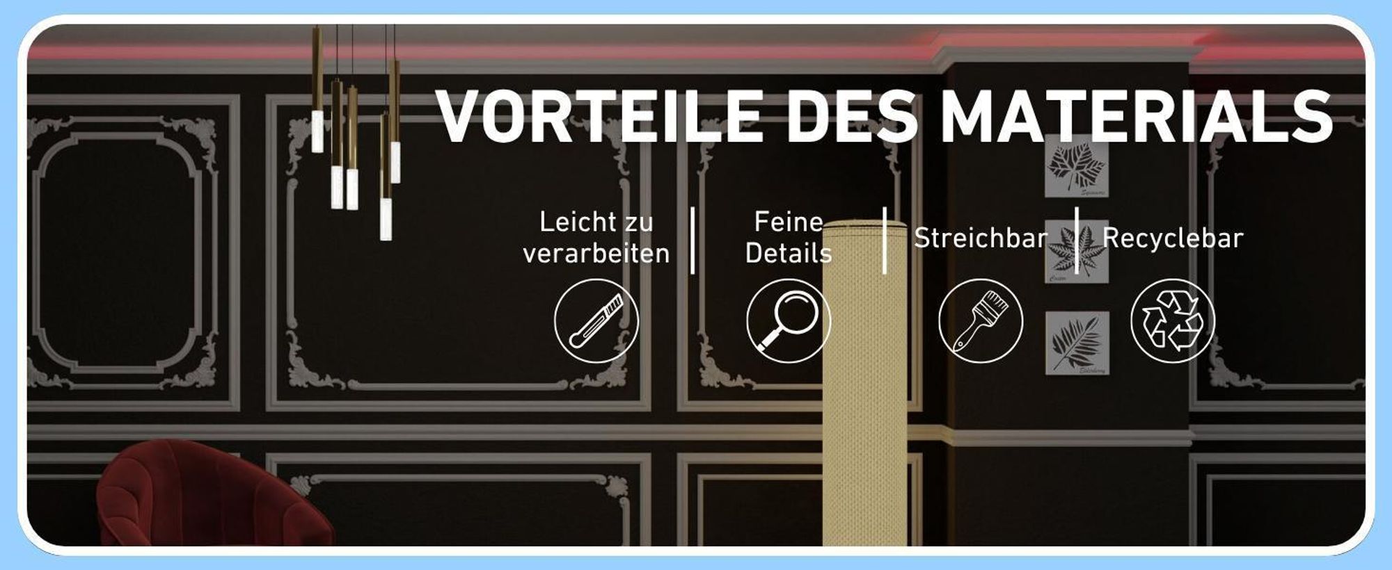 HEXIMO LED-Schattenfugenprofil Stuckleisten, indirekte Beleuchtung XPS Styropor-Trockenbau-Deckenleisten Lichtvouten-Deckenprofil (Muster HLED 15)