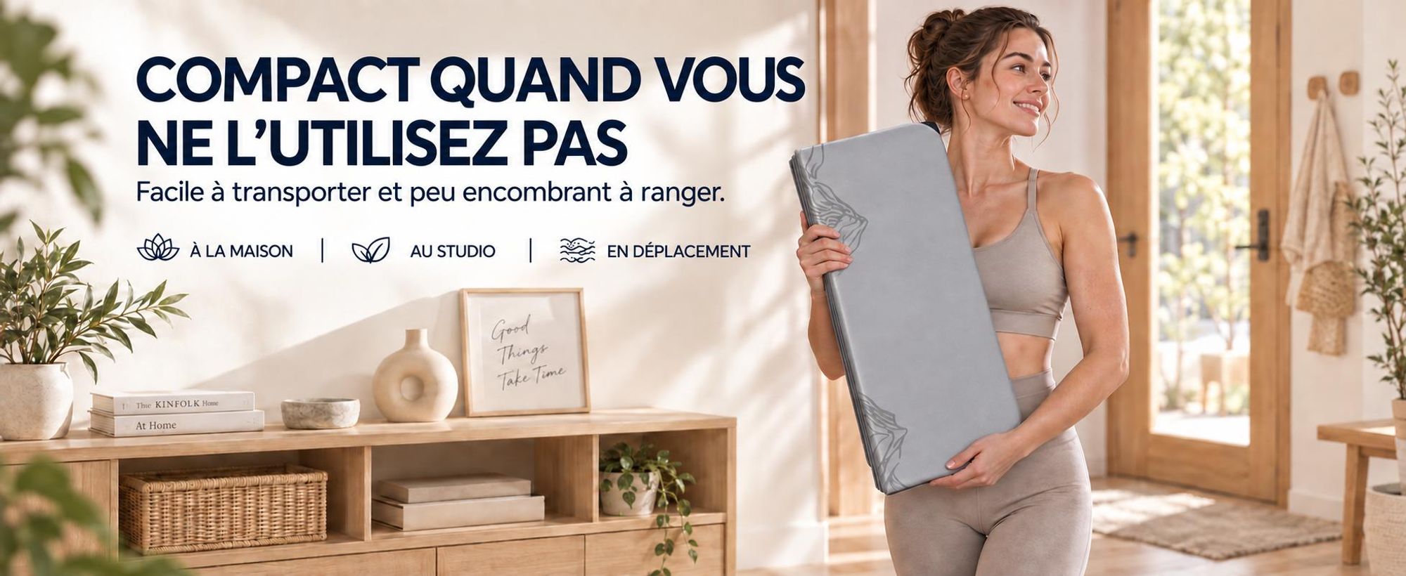 FunLife, tapis de yoga pliable XXL, 190 x 66 cm – épaisseur de 10 mm, tapis de fitness et de gymnastique antidérapant pour le yoga, le Pilates, les exercices à domicile et les activités en extérieur