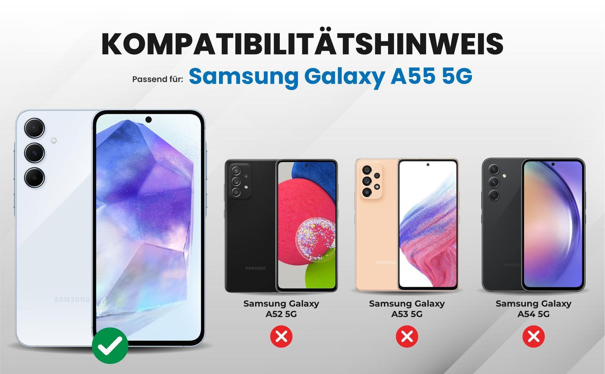 Kompatibilitätshinweise Hülle für Samsung Galaxy A55 5G