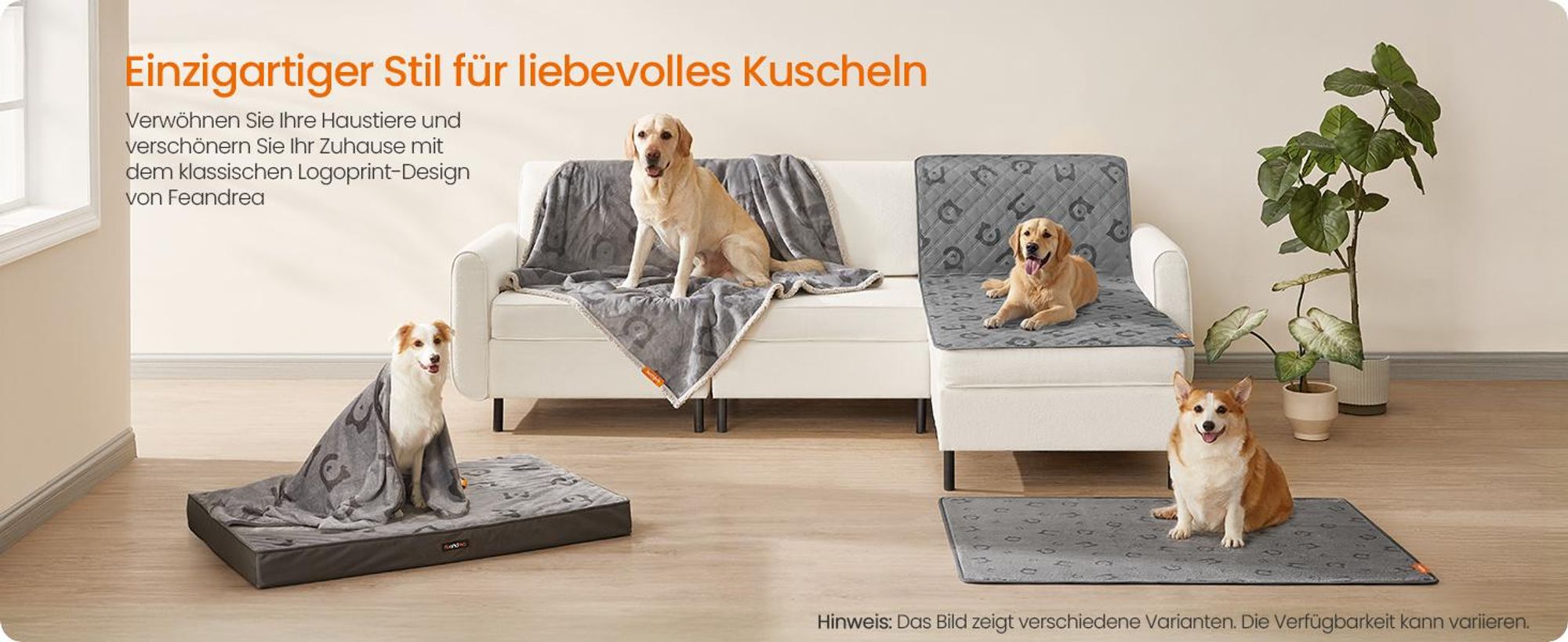 Feandrea Hundedecke,2er Set,Hundematte Welpen-Unterlagen, wiederverwendbar,wasserdicht 122 x 61 cm
