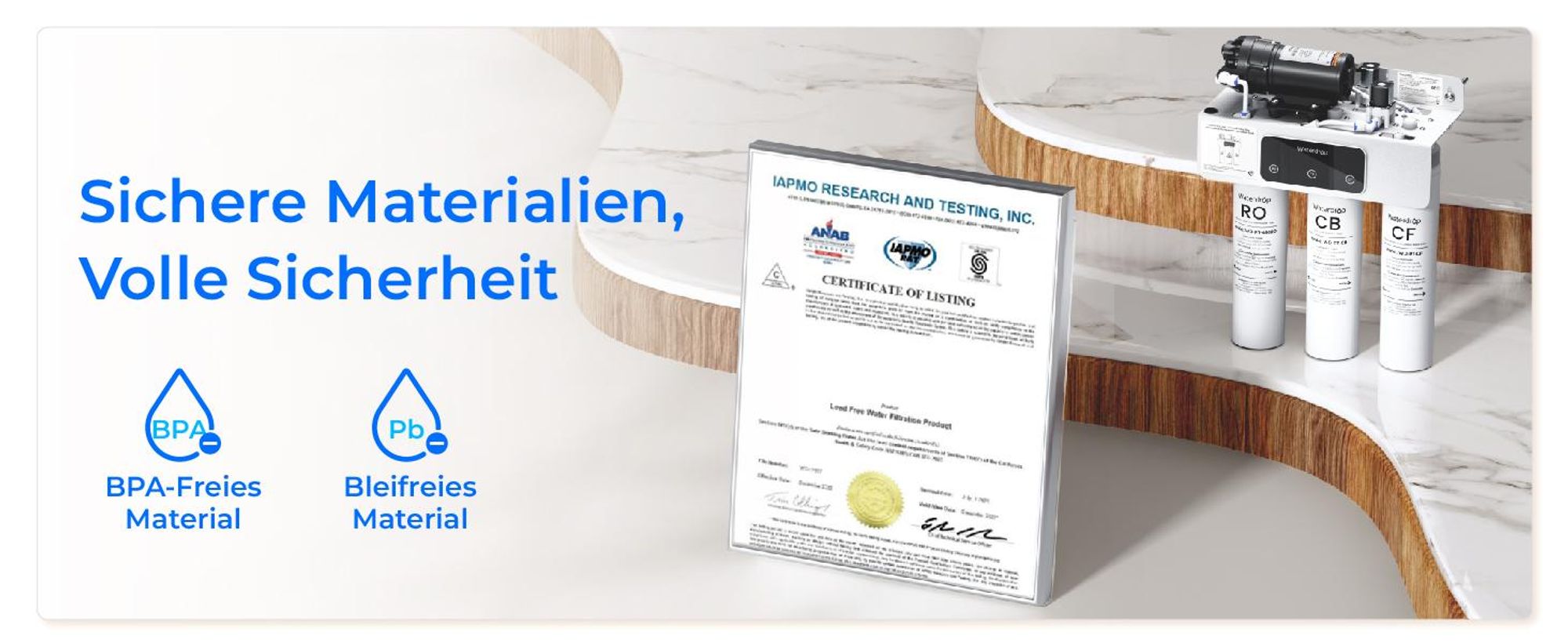 Waterdrop T3-C Umkehrosmoseanlage, NSF/ANSI 372-, 8-stufiger RO-Wasserfilter, 450 GPD Tankloses Wasserfiltersystem, 2:1 Rein zum Abfluss