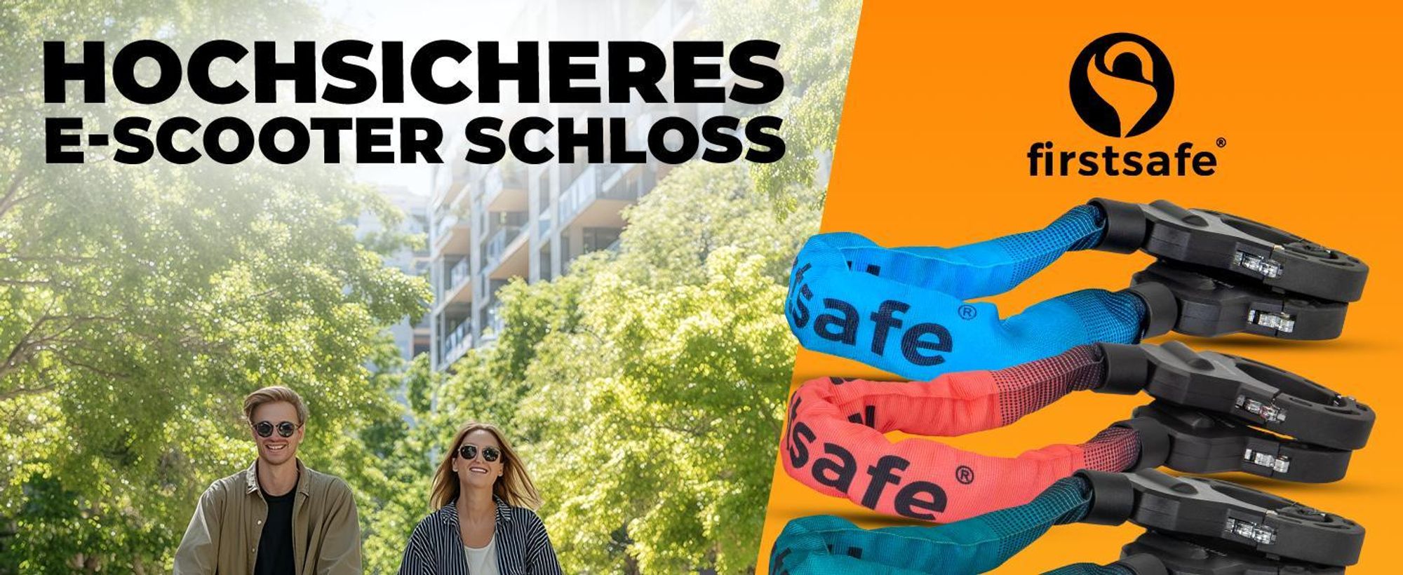 firstsafe® E Scooter Schloss & Handschellenschloss für E Roller – Hochsicherheits-Schloss für E-Scooter | Sicheres Lock, Wasserdicht (schwarz)