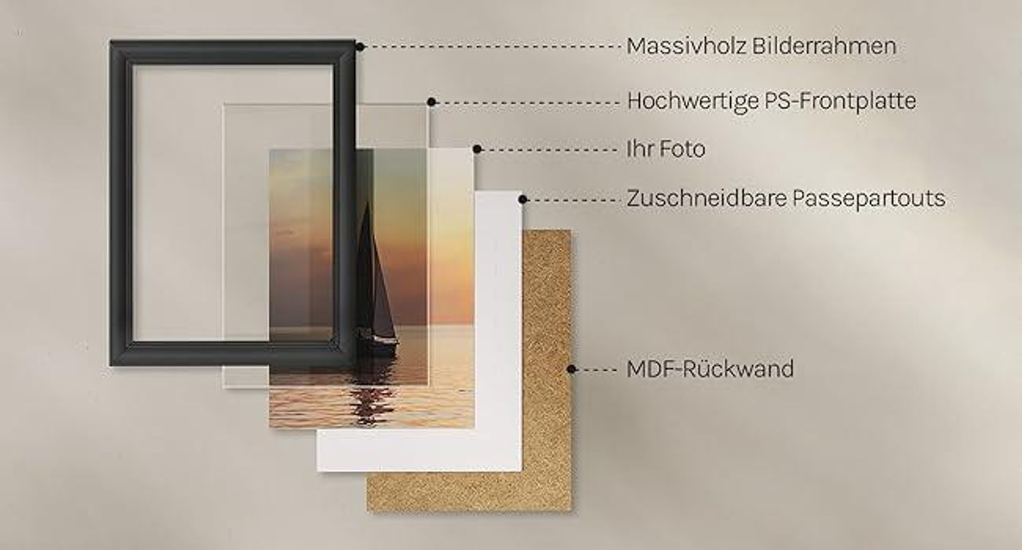 WOLTU 3er-Set Bilderrahmen Artos Stil Holz Rahmen Fotogalerie Glasscheibe, Schwarz, 15x20 cm