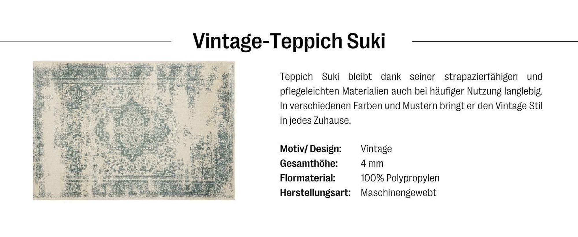 benuta Vintage Teppich Wohnzimmer Suki Creme/Braun 300x400 cm Wohnzimmerteppich Schlafzimmer weich orientalisch Rechteckig