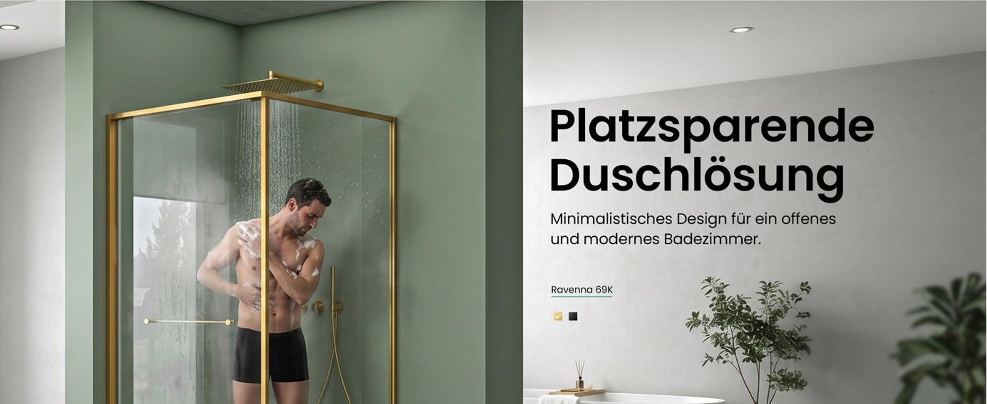 Mai & Mai Duschkabine Eckeinstieg 75x75 cm mit Schiebetür nach innen, Eckdusche Duschabtrennung 195cm Höhe, 6mm ESG-Sicherheitsglas Nano-Beschichtung Ravenna69K Gold