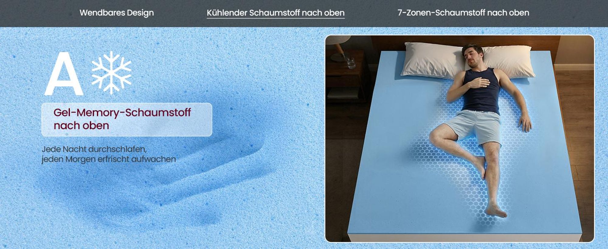 VASAGLE Matratze 160 x 200 x 16 cm, Gel-Memory-Schaum, 7-Zonen, mittelfest, abnehmbarer Bezug, atmungsaktiv, weiß