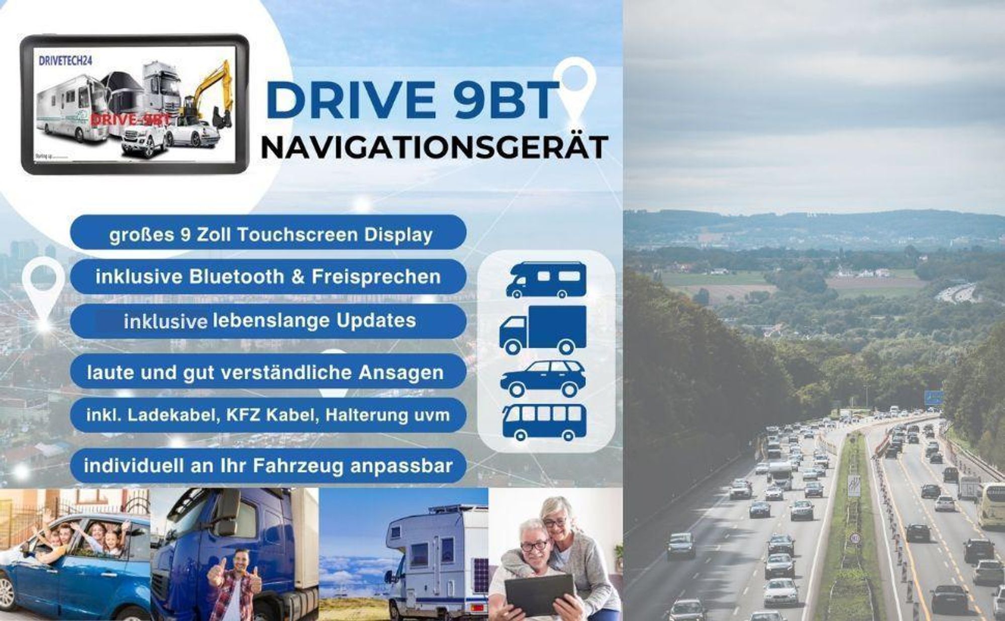 Senioren Navi mit großem Display Bluetooth Freisprecheinrichtung einfache Bedienung, gut lesbar laut