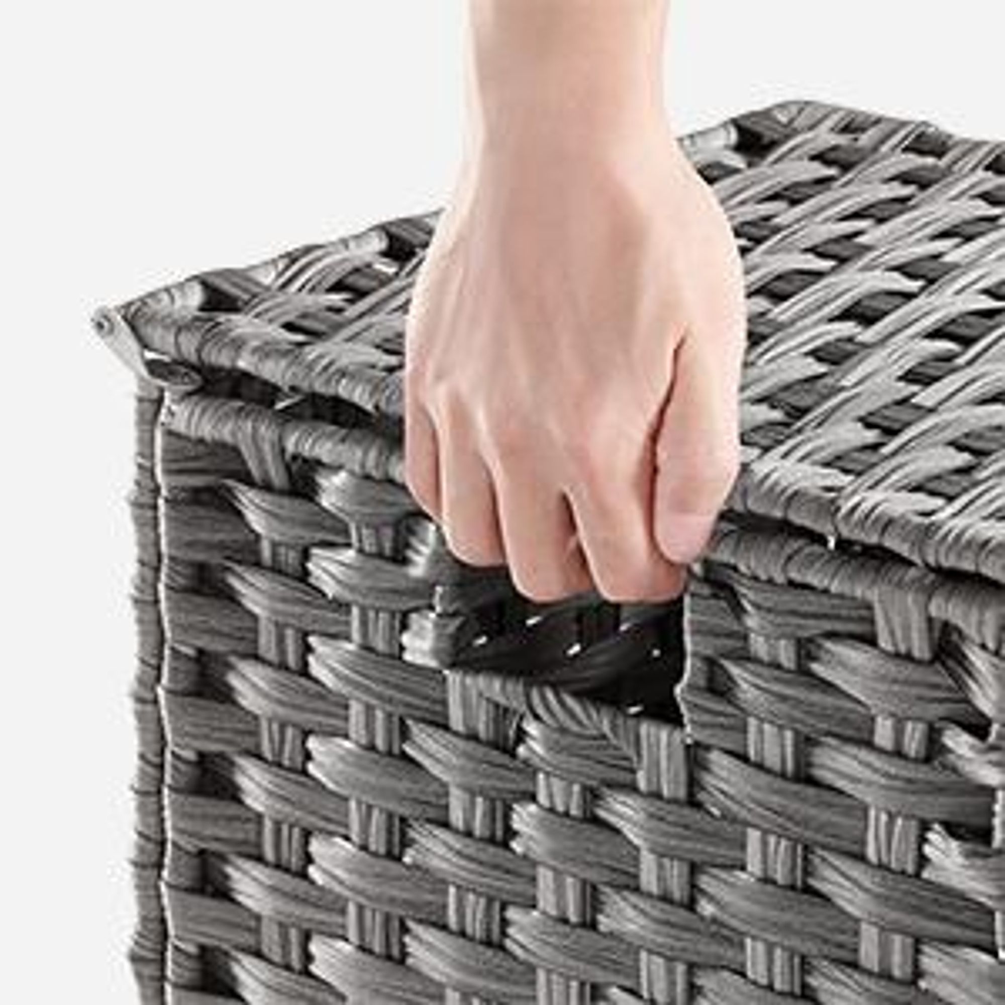 SONGMICS Wäschekorb, 140 L, mit Deckel, 3 Fächer, Wäschesack herausnehmbar