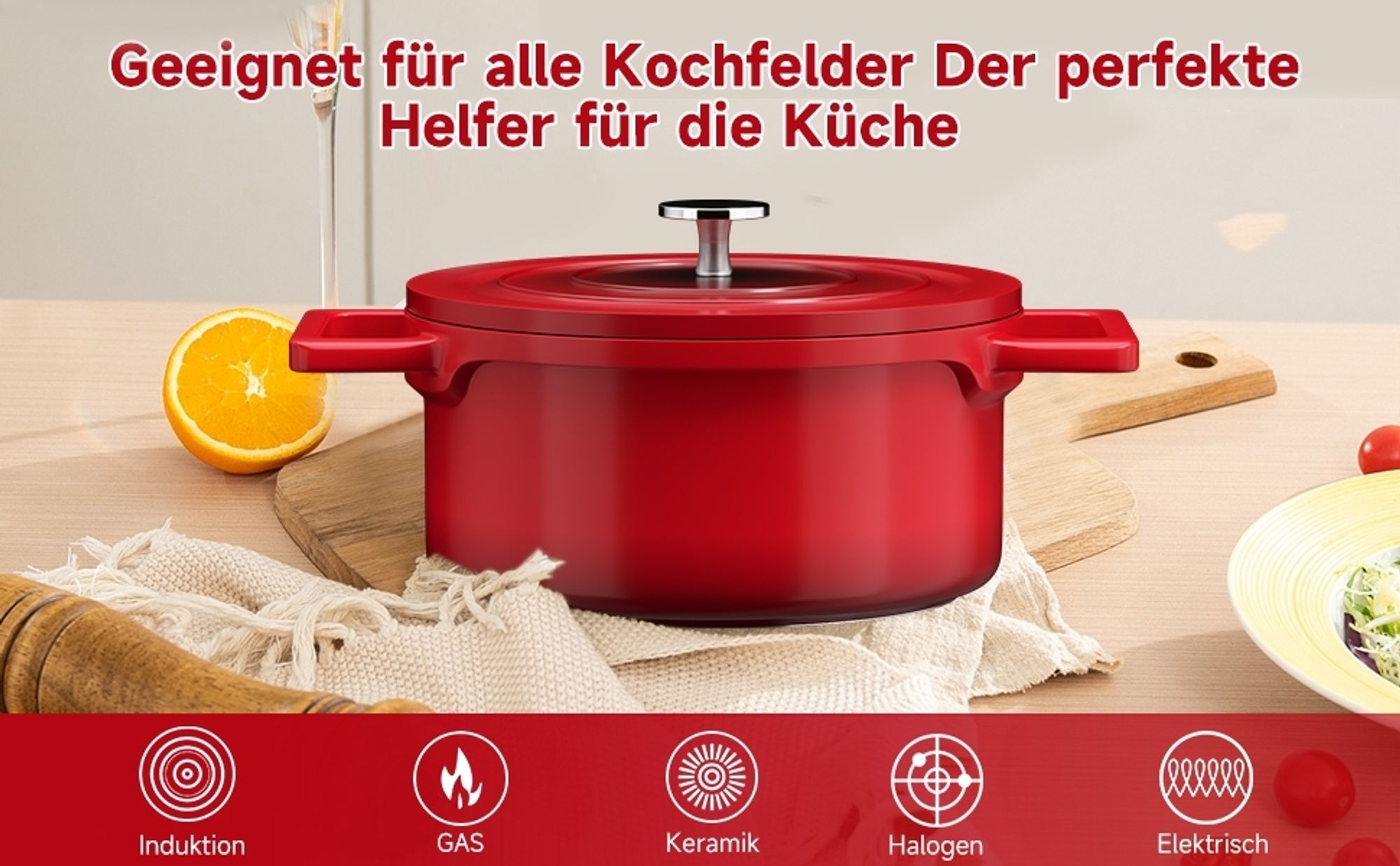 Homelux 20cm Topf Induktions Kochtöpfe mit Deckel, Antihaftbeschichtung, 2,6L Suppentöpfe aus Aluminium für alle Herdarten(H-KC20)