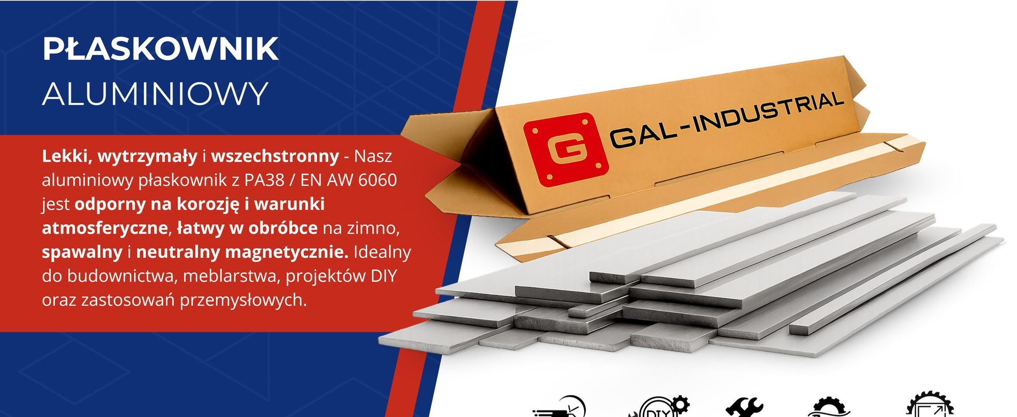 Płaskownik Aluminiowy 40x2 mm 200 cm Profil Aluminium + Cięcie na wymiar