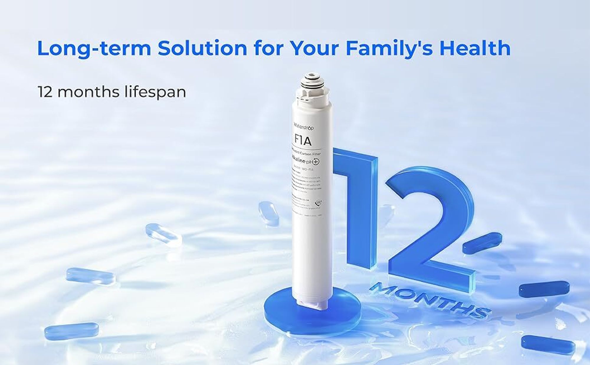 Waterdrop WD-F1A  Filter, Ersatz für WD-X12 & WD-X16 Umkehrosmoseanlage, 12 Monate Lebensdauer