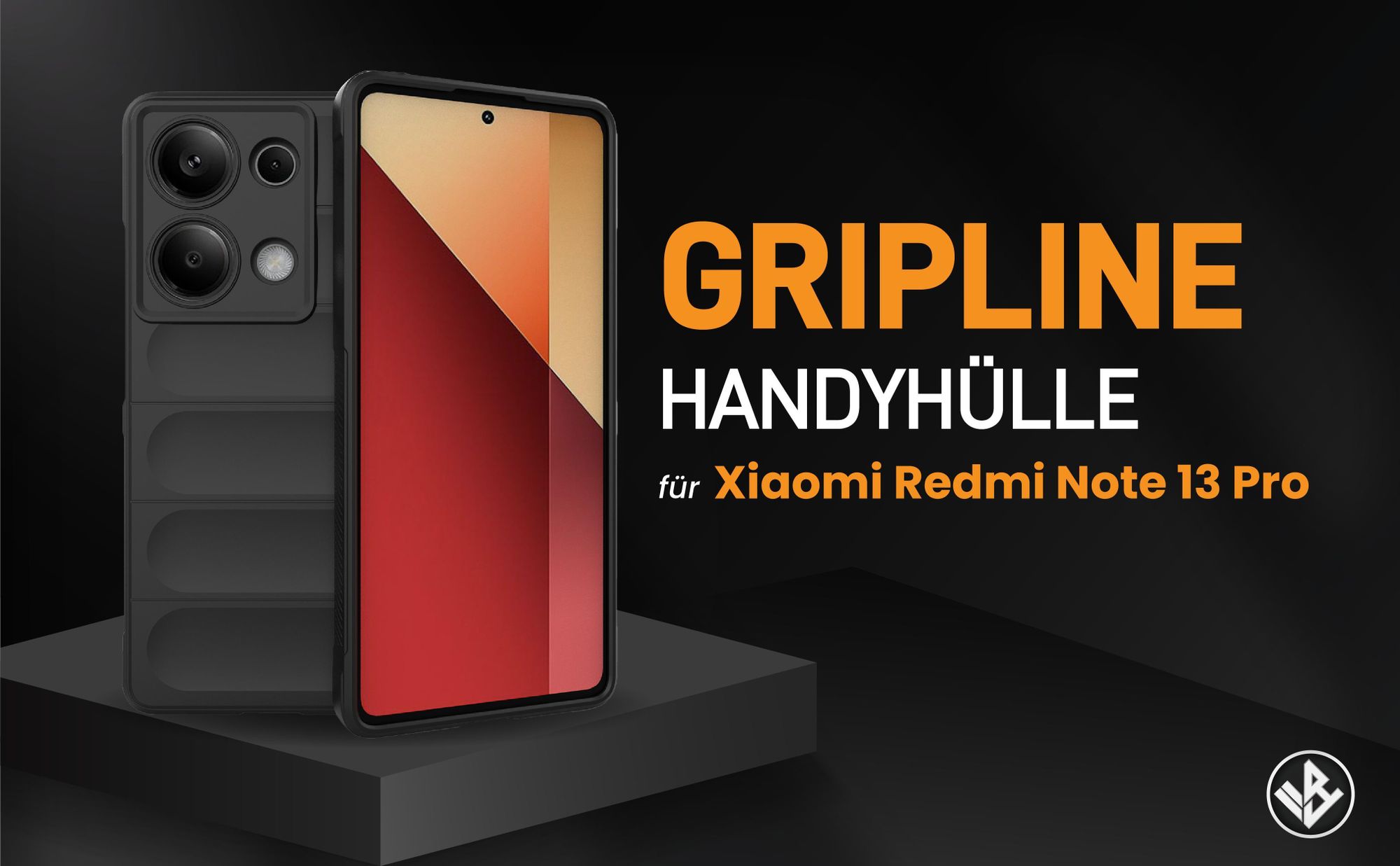 Schwarze ergonomische Grip Schutzhülle für das Xiaomi Redmi Note 13 Pro