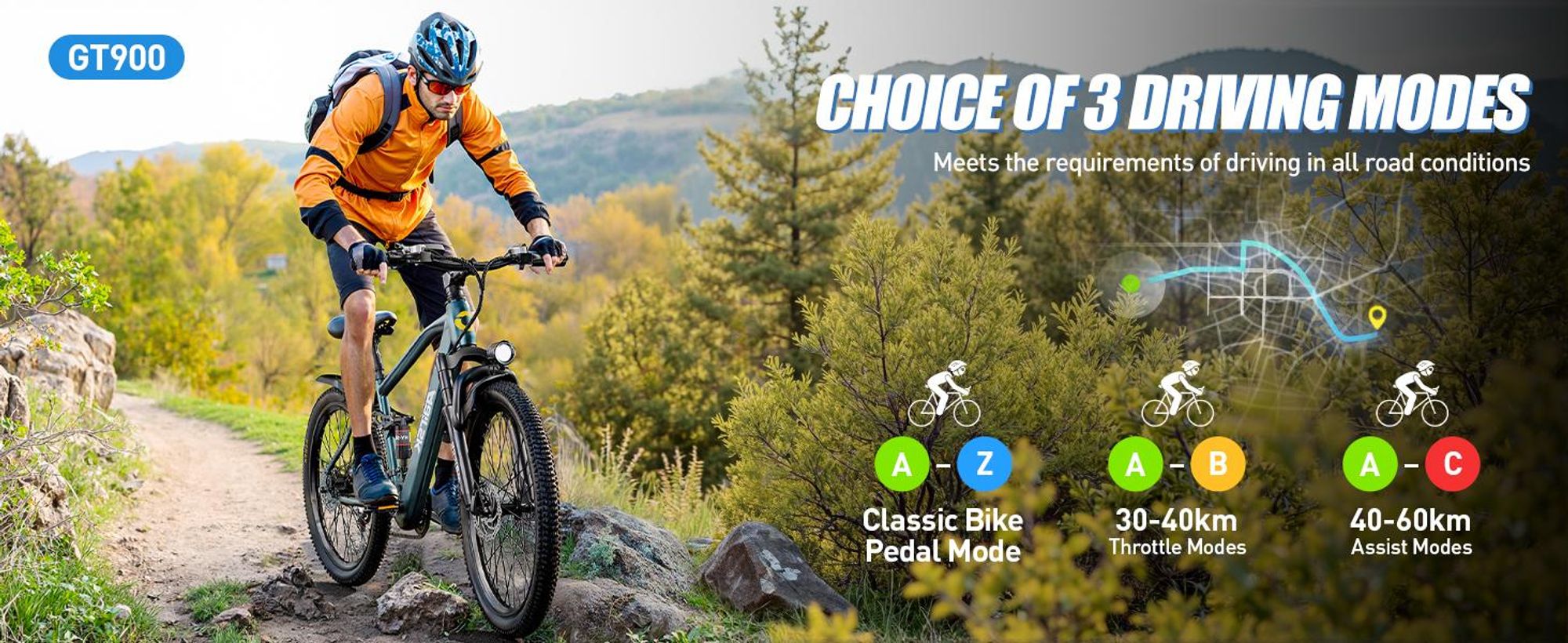 GT900 Mountain-E-Bike, 250 W, 25 km/h, 36 V 13 Ah (468 Wh), 24-Zoll-Reifen, 150 kg