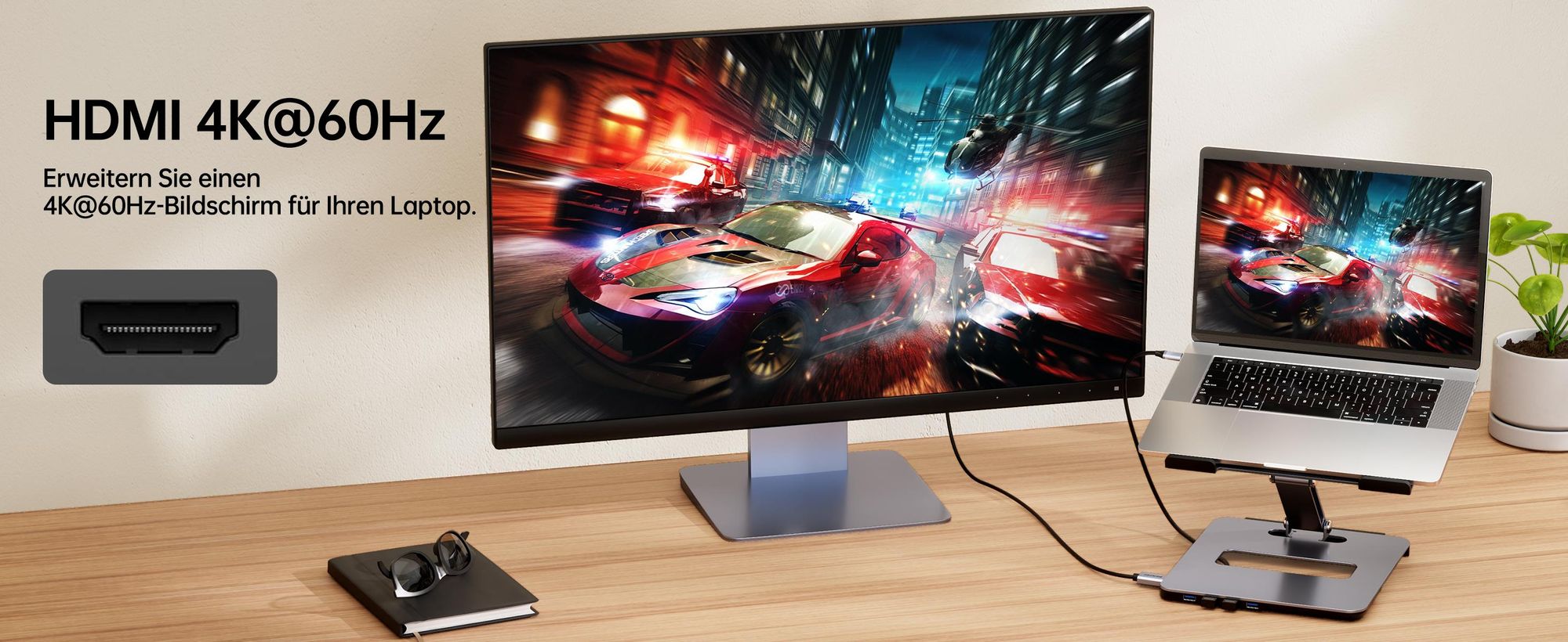 BENFEI Laptop-Ständer & -halterungen Laptop Ständer mit USB C 6in1 Dockingstation
