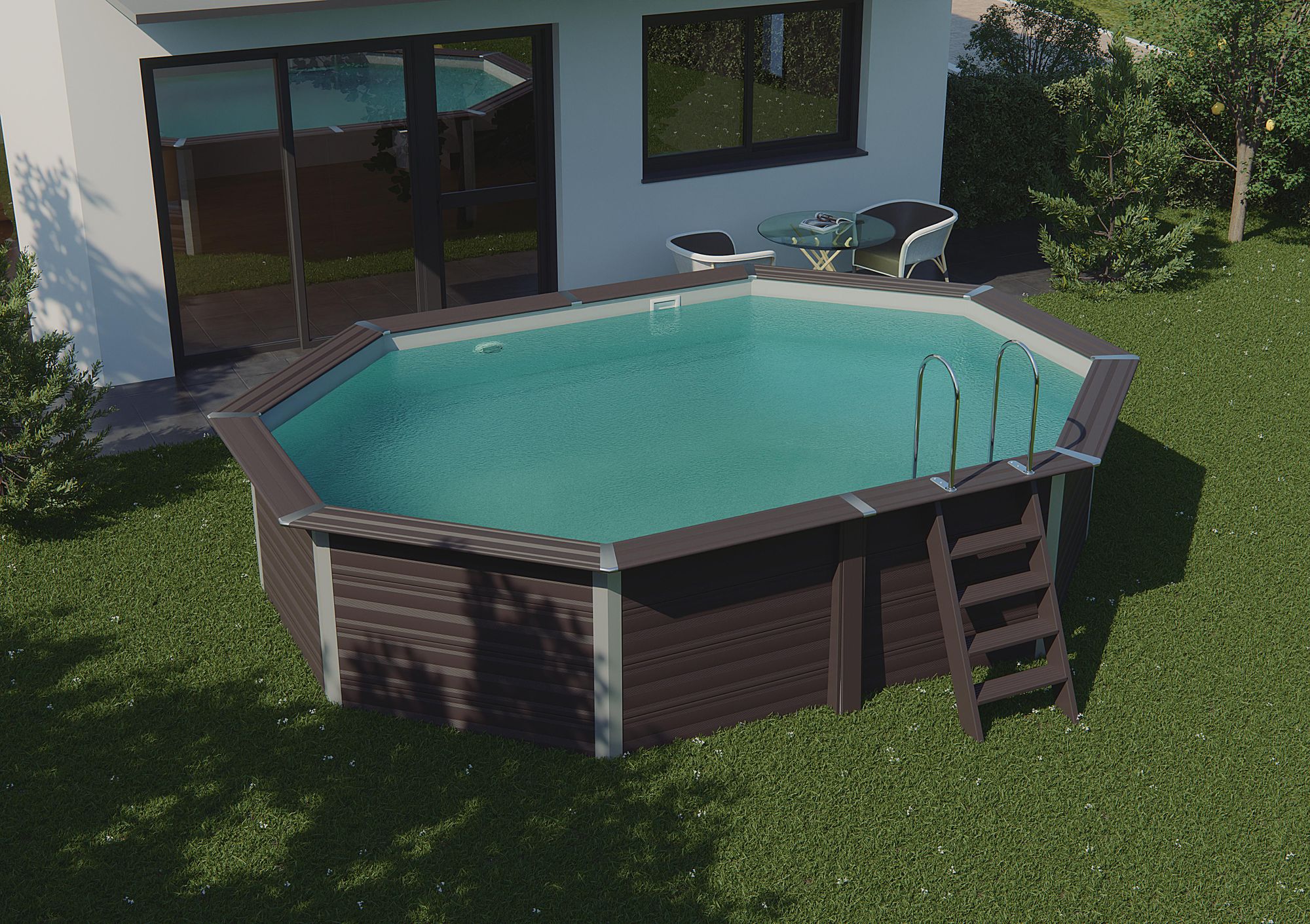 GRE Ovaler Composite-Pool KPCOV52 – 524 x 386 x 124 cm, Komplettset