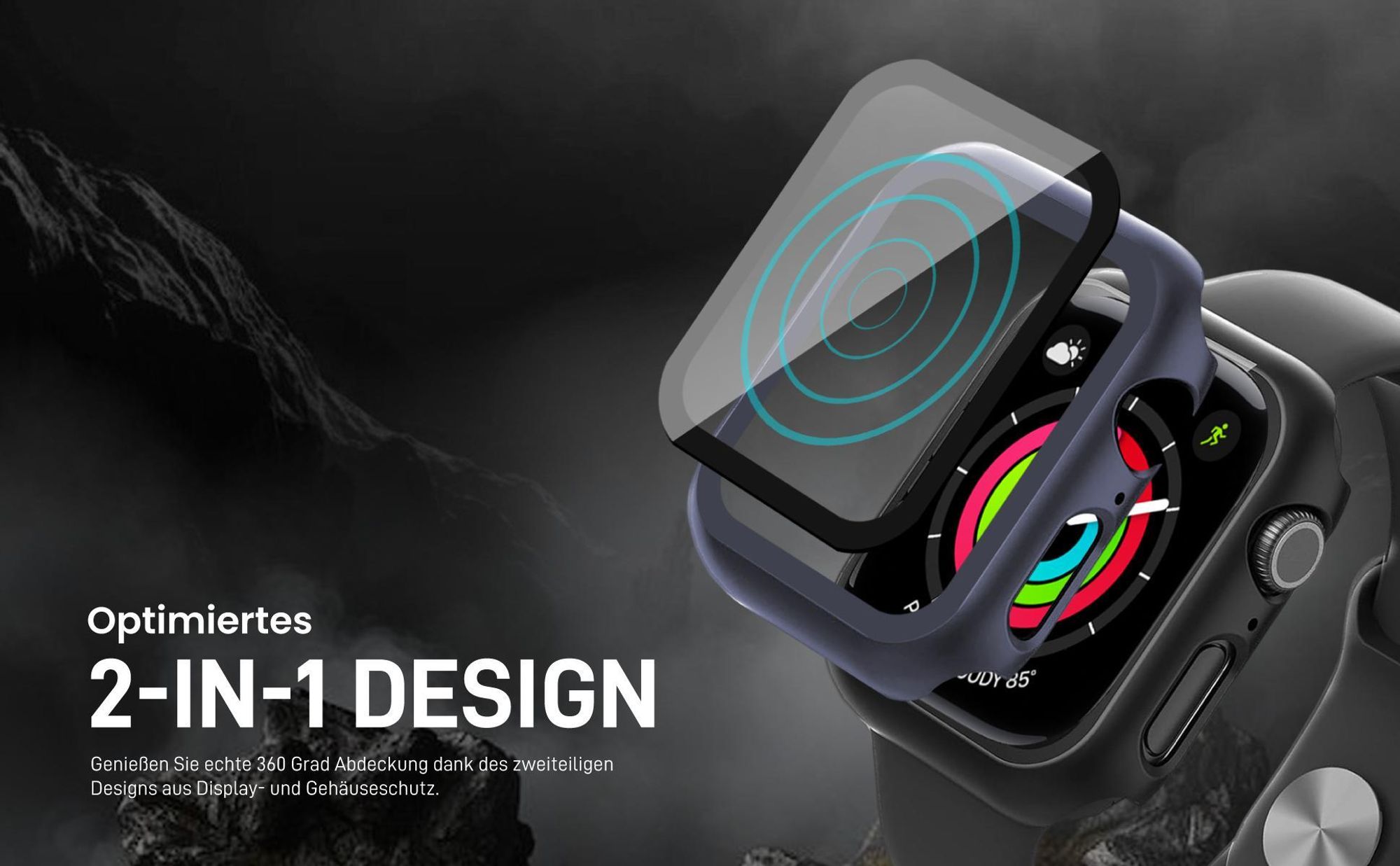 Vollschutz in Rosegold für Apple Watch Series 10 / 11 46 mm mit Touchsensibilität