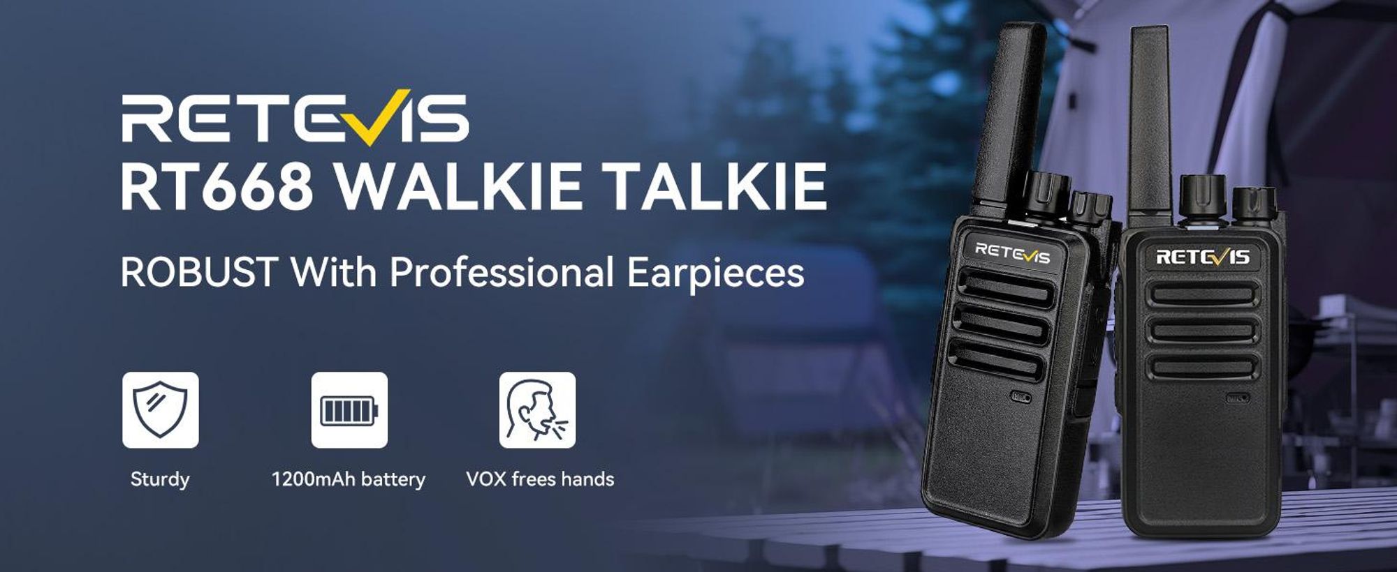 Retevis RT668 Funkgerät Großer Reichweite, PMR446 Walkie Talkie für Erwachsene, Handfunkgerät mit VOX  Energiesparfunktion für Familien, Camping