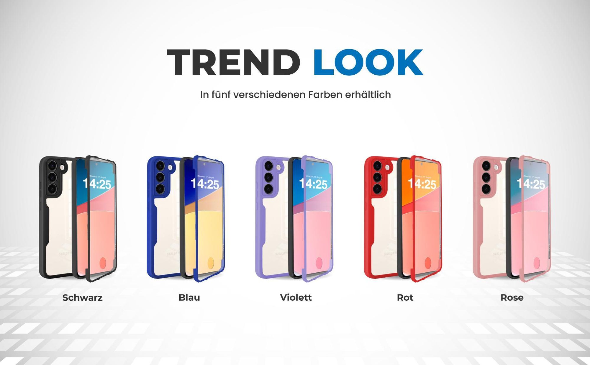 360 Grad Cover Front Back für Samsung Galaxy S23 in verschiedenen Farben