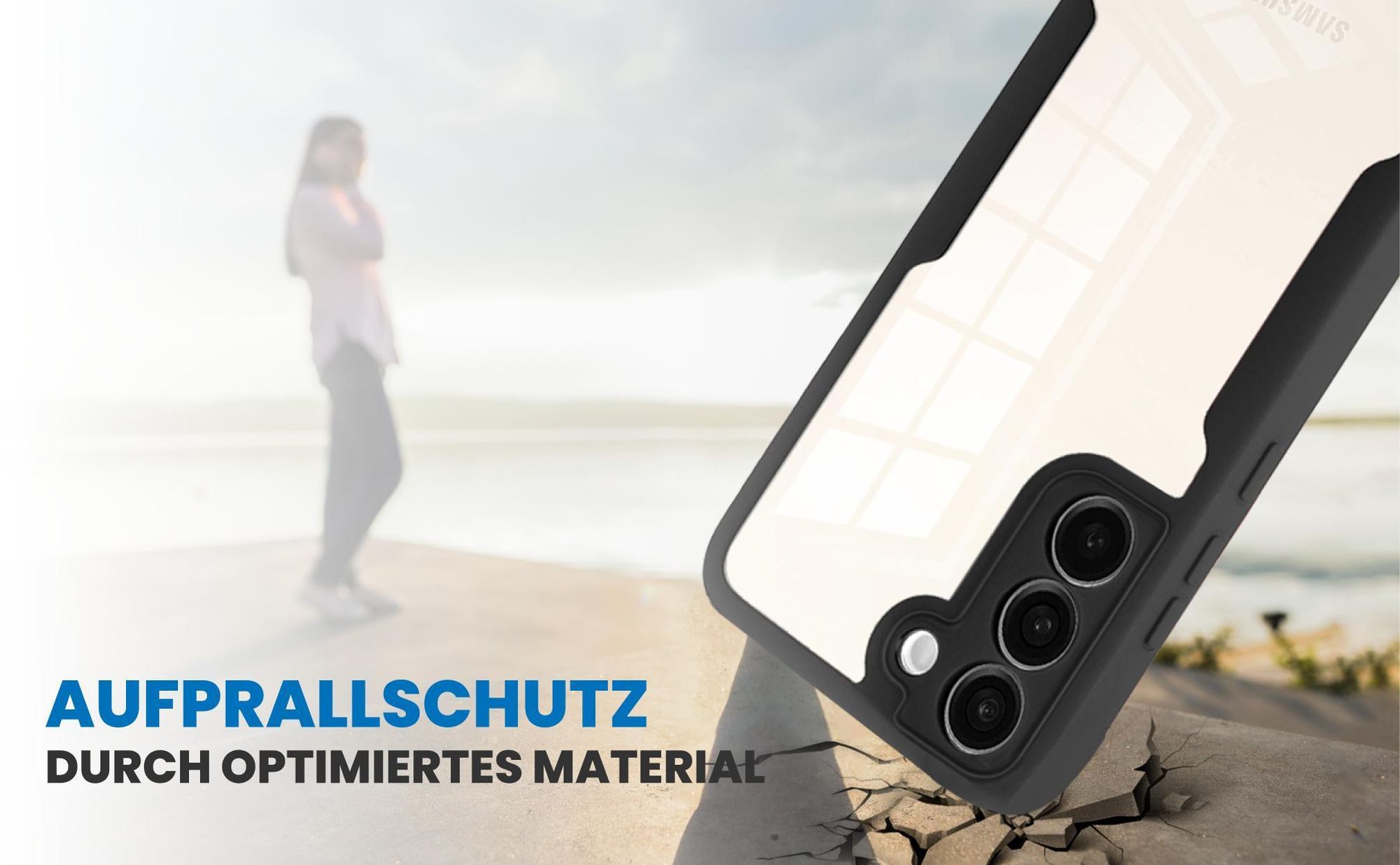 Schwarzes Front Back Cover für Samsung Galaxy S23+ mit Aufprallschutz