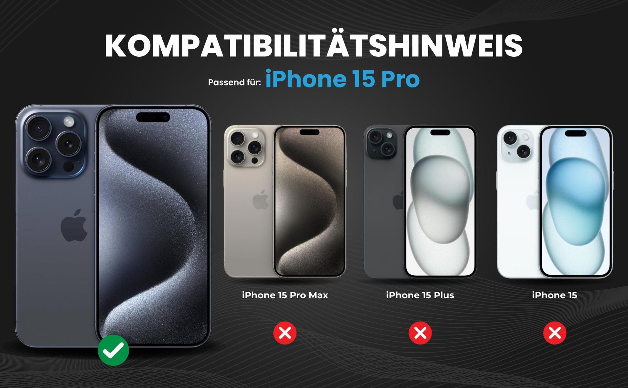 Kompatibilitätshinweise Hülle für Apple iPhone 15 Pro