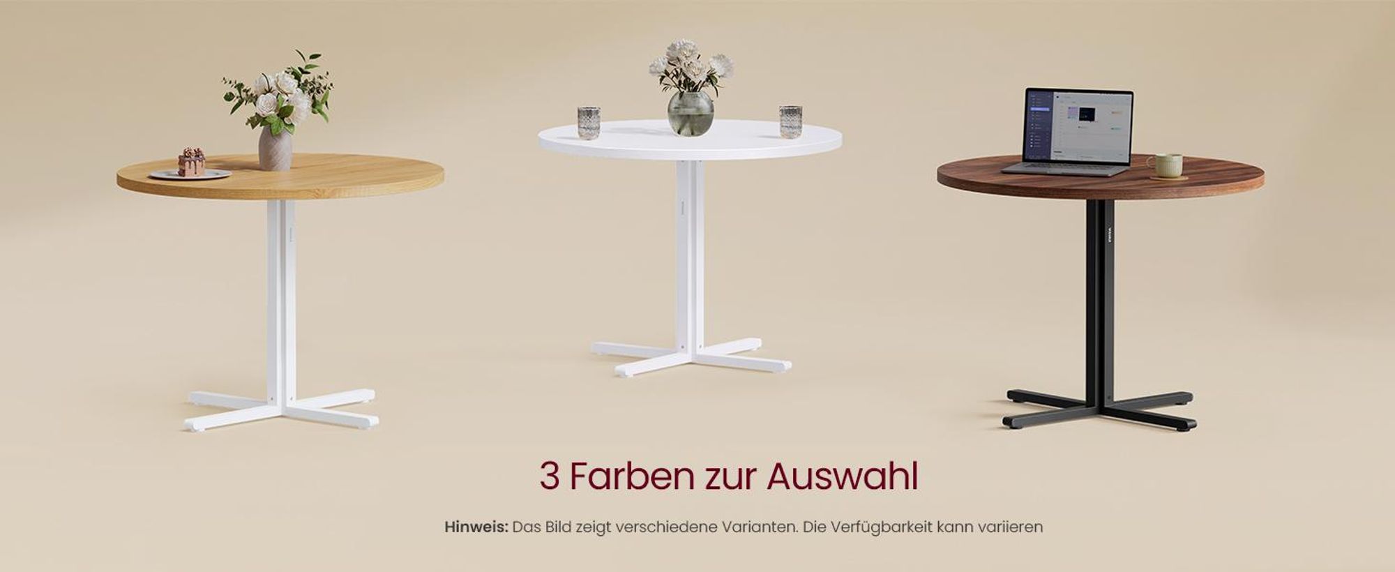 VASAGLE Esstisch rund, Esszimmertisch, klein Küchentisch für 4 Personen, Landhausstil, wasserresistente Oberfläche, 80 cm d, 74,8 cm H, für Esszimmer