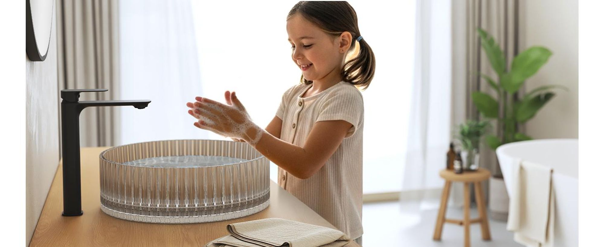 EMKE Aufsatzwaschbecken Rund 400x400x120mm aus gehärtetem Kristallglas Transparent grau Elektroplattiert, ohne Hahnloch & Überlauf, Modernes Design