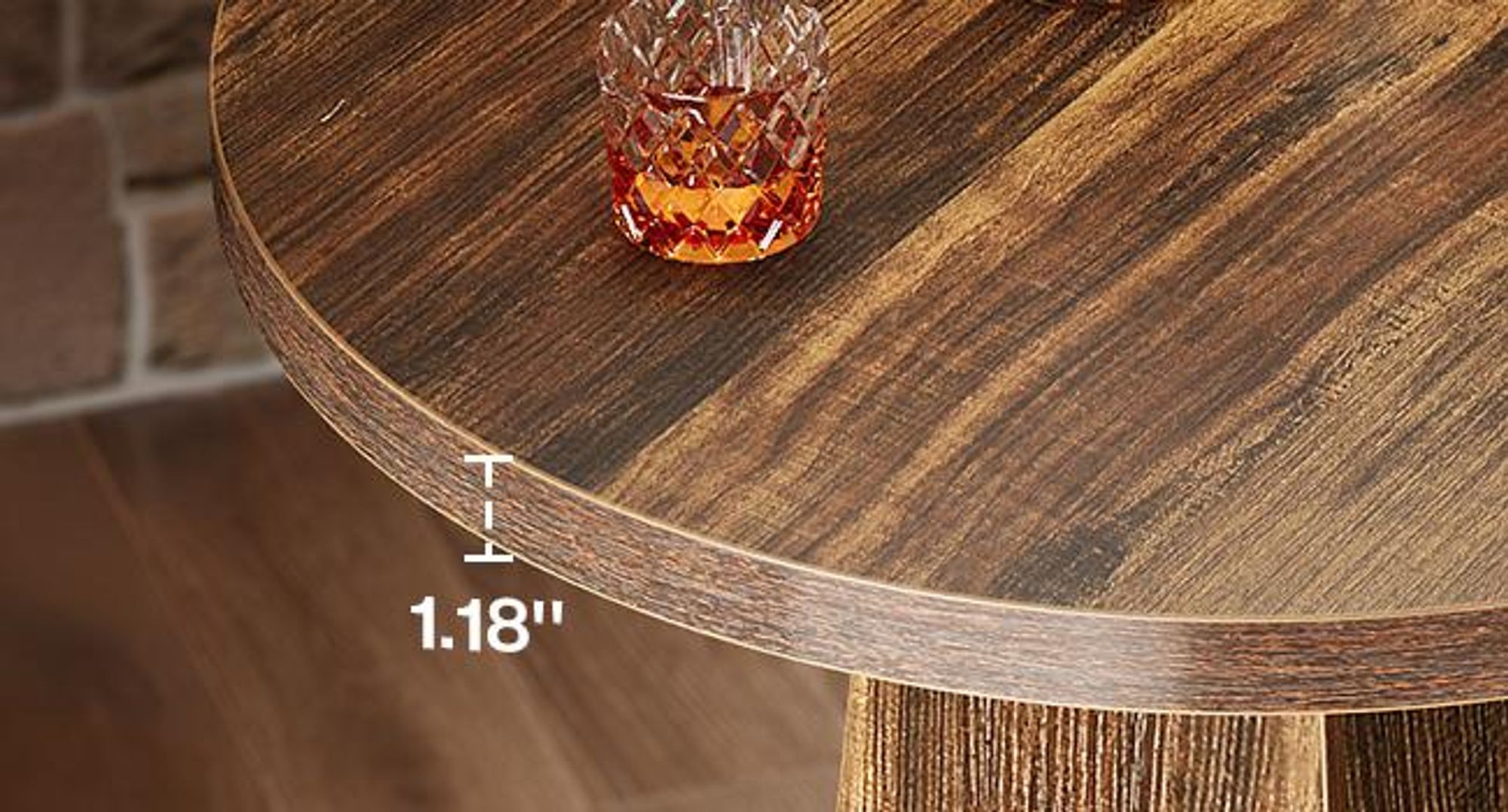 Tribesigns Bartisch, 95 cm hoher runder Stehtisch für kleine Bars, Esszimmer, Küche, rustikales Braun (nur Tisch)