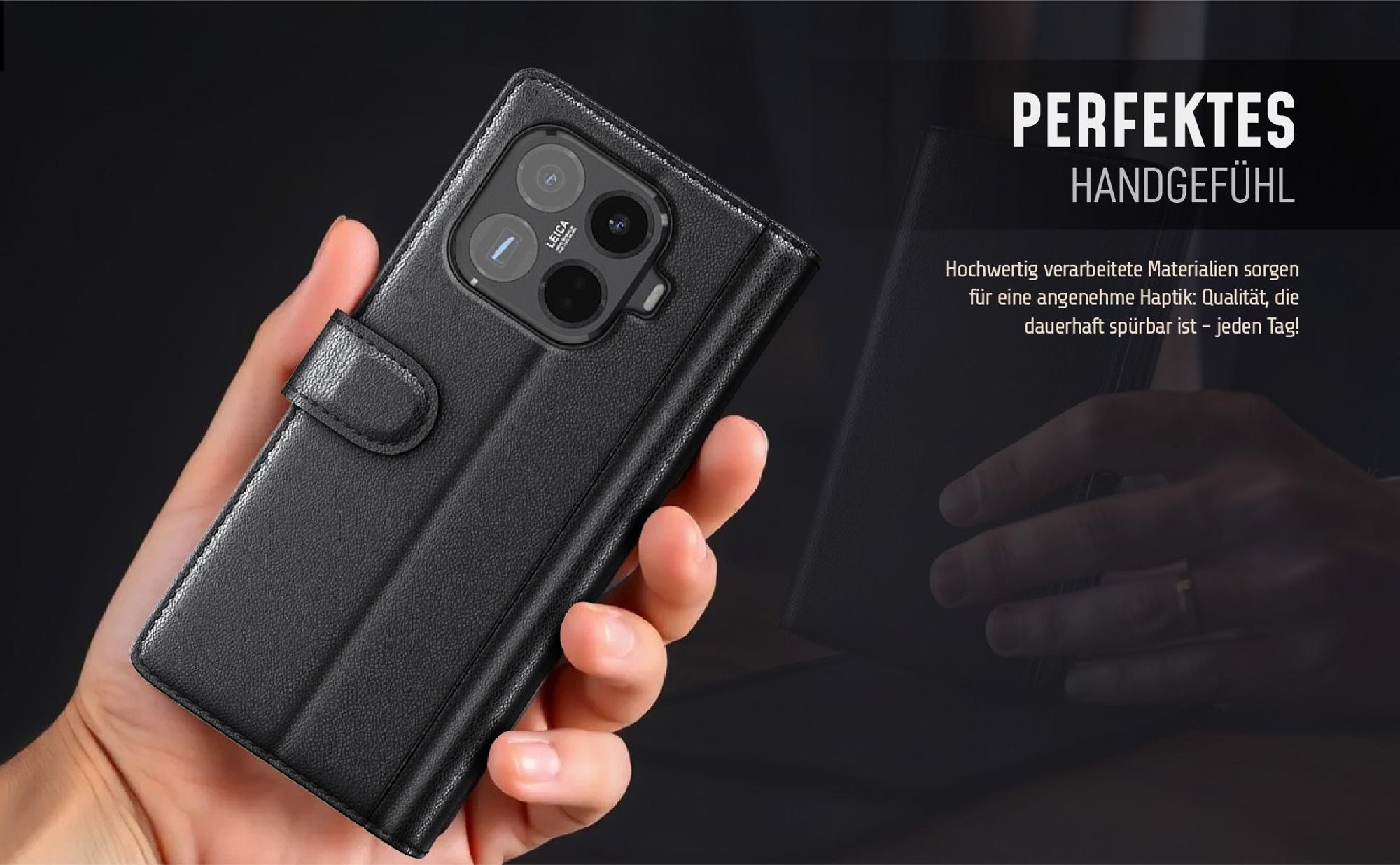 Smartphone Hülle für Xiaomi 15T Pro aus echtem Leder in hochwertiger Verarbeitung